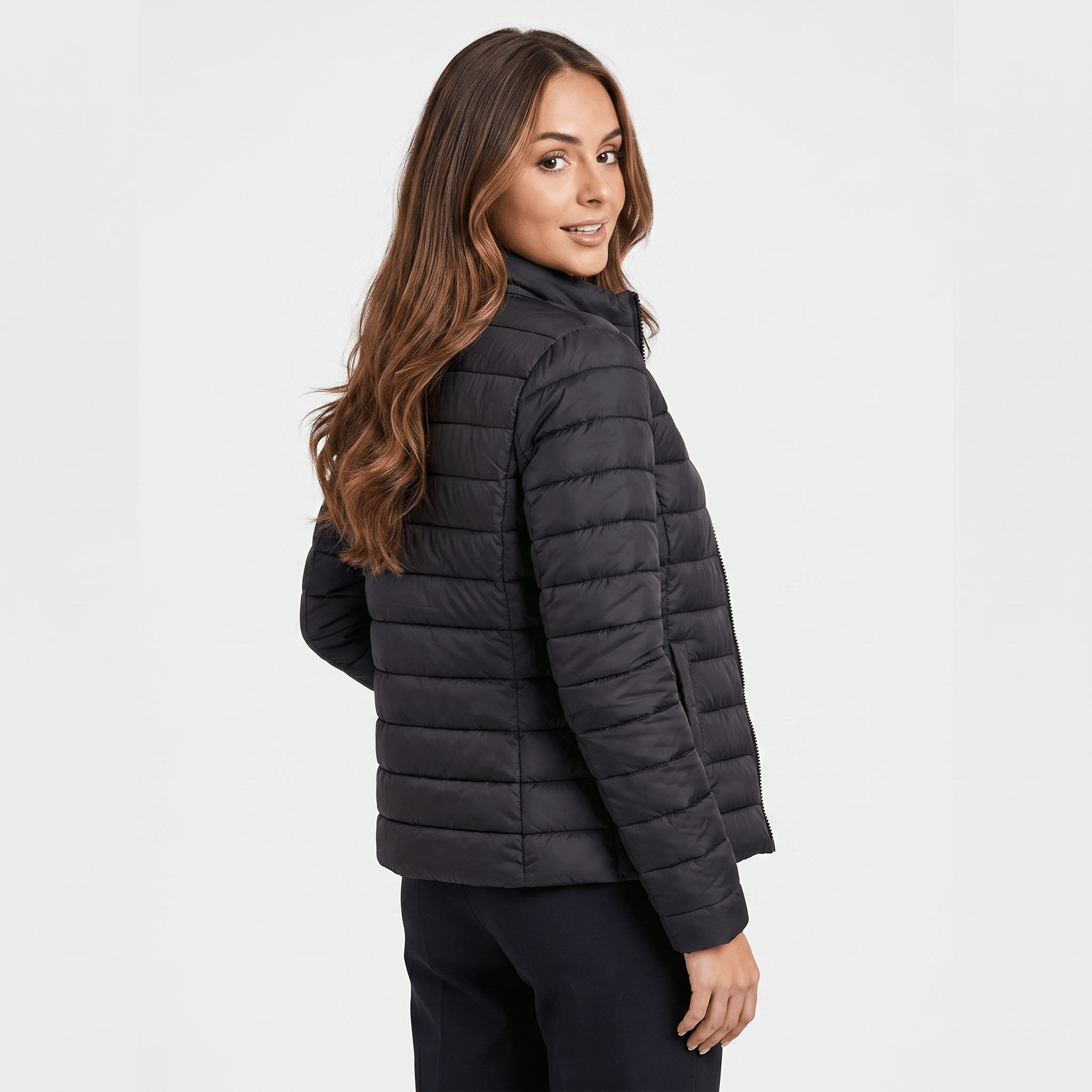 Leila Quilted Spring Jacket – Tailored Stand-Collar Windproof Layering Outerwear