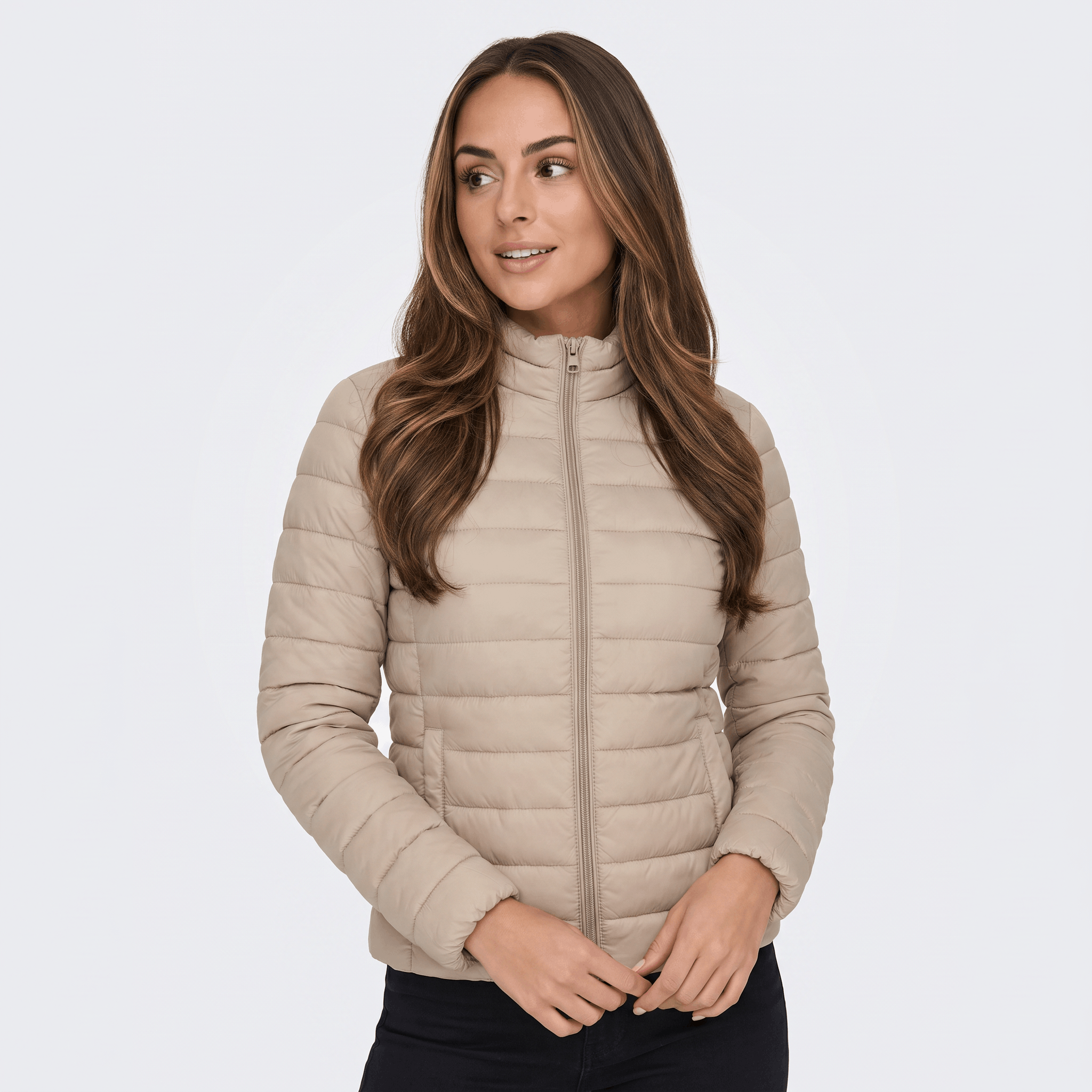 Leila Quilted Spring Jacket – Tailored Stand-Collar Windproof Layering Outerwear