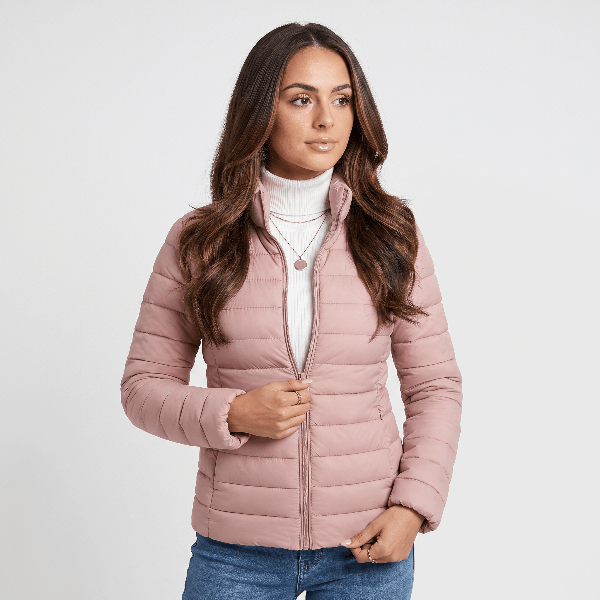 Leila Quilted Spring Jacket – Tailored Stand-Collar Windproof Layering Outerwear