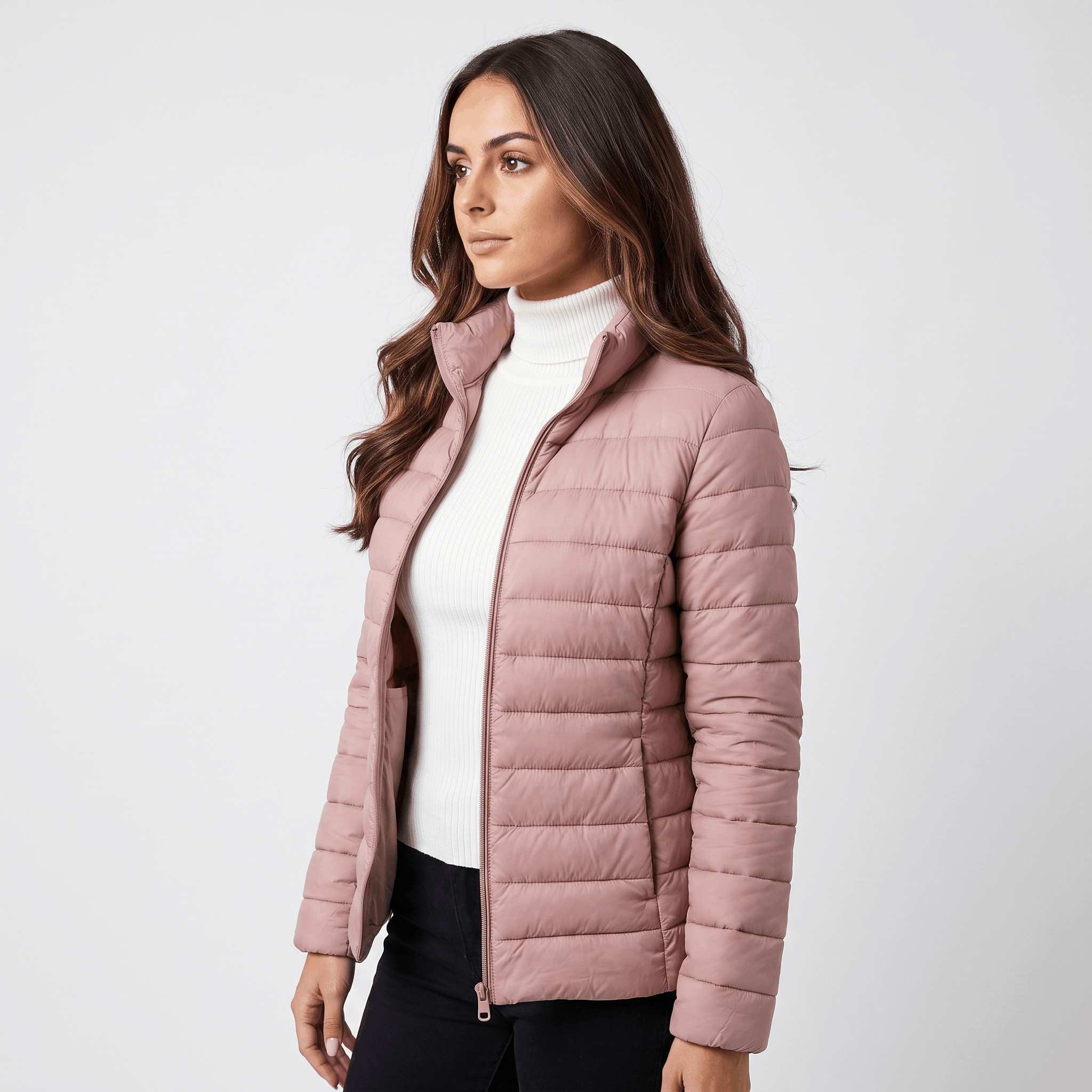 Leila Quilted Spring Jacket – Tailored Stand-Collar Windproof Layering Outerwear