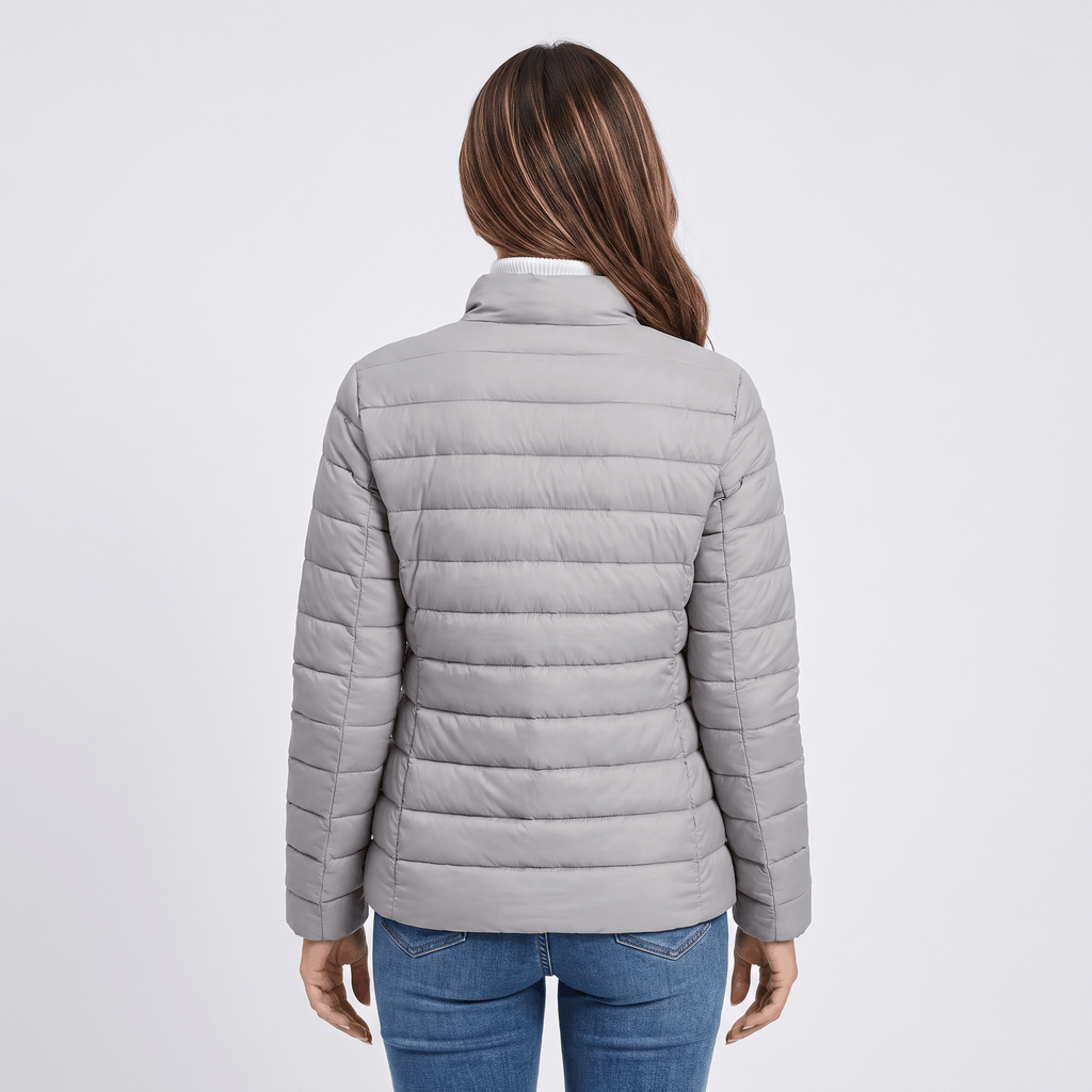 Leila Quilted Spring Jacket – Tailored Stand-Collar Windproof Layering Outerwear