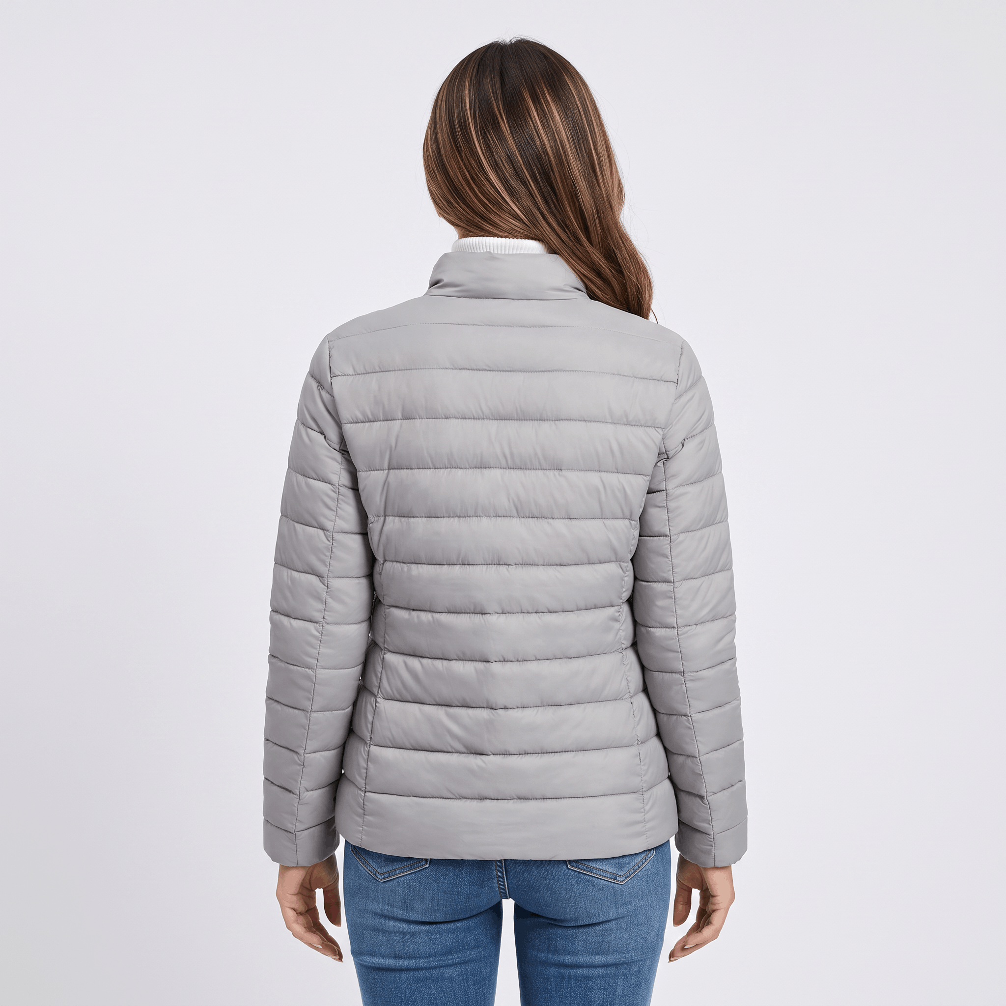Leila Quilted Spring Jacket – Tailored Stand-Collar Windproof Layering Outerwear