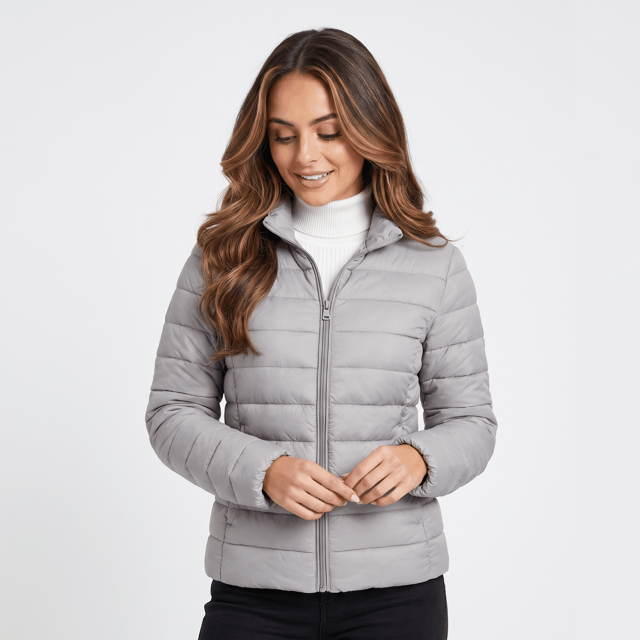 Leila Quilted Spring Jacket – Tailored Stand-Collar Windproof Layering Outerwear