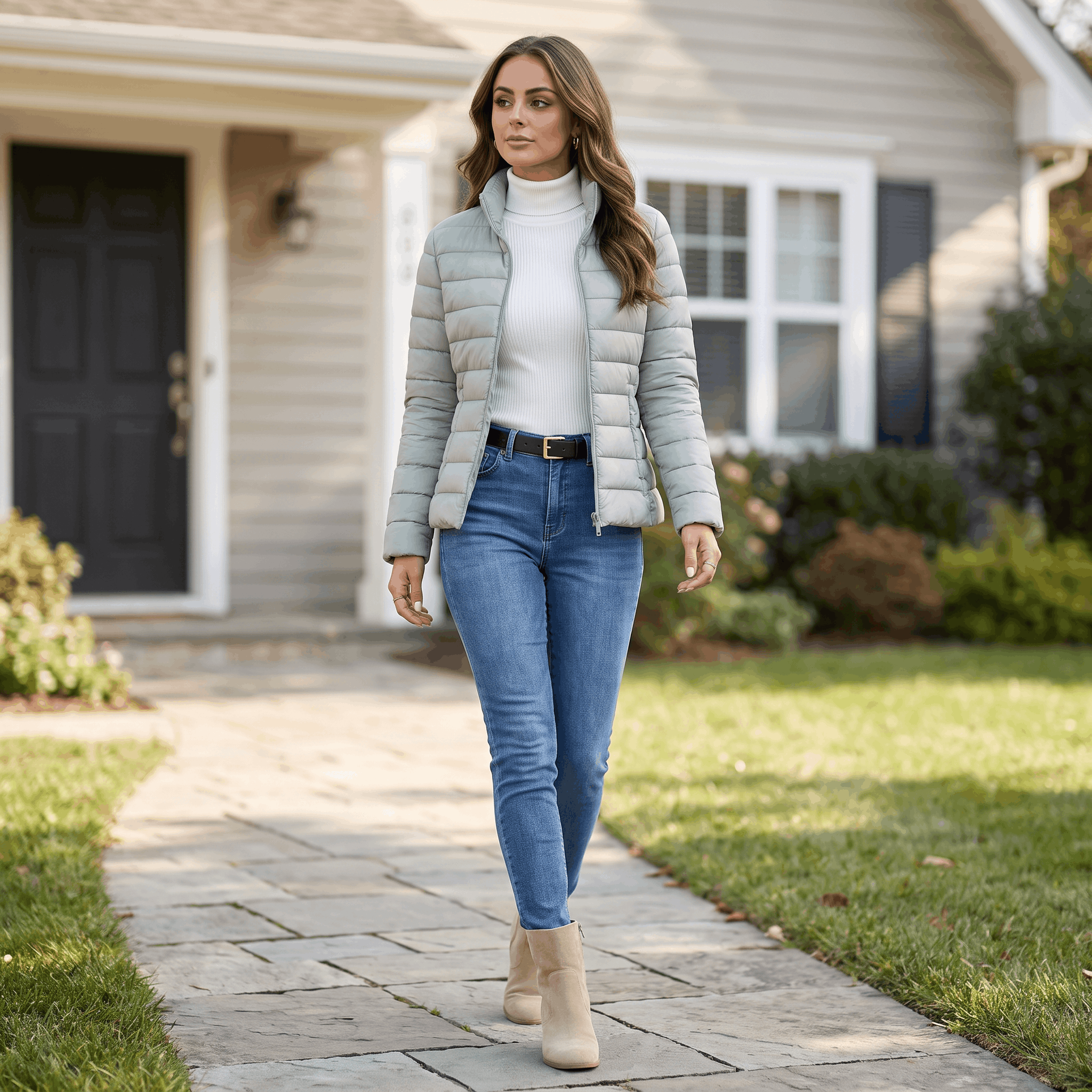 Leila Quilted Spring Jacket – Tailored Stand-Collar Windproof Layering Outerwear