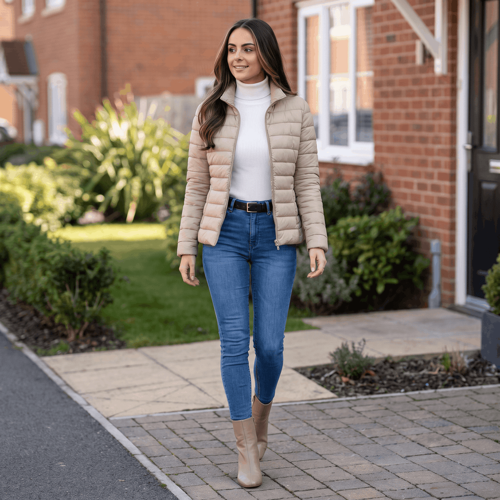 Leila Quilted Spring Jacket – Tailored Stand-Collar Windproof Layering Outerwear