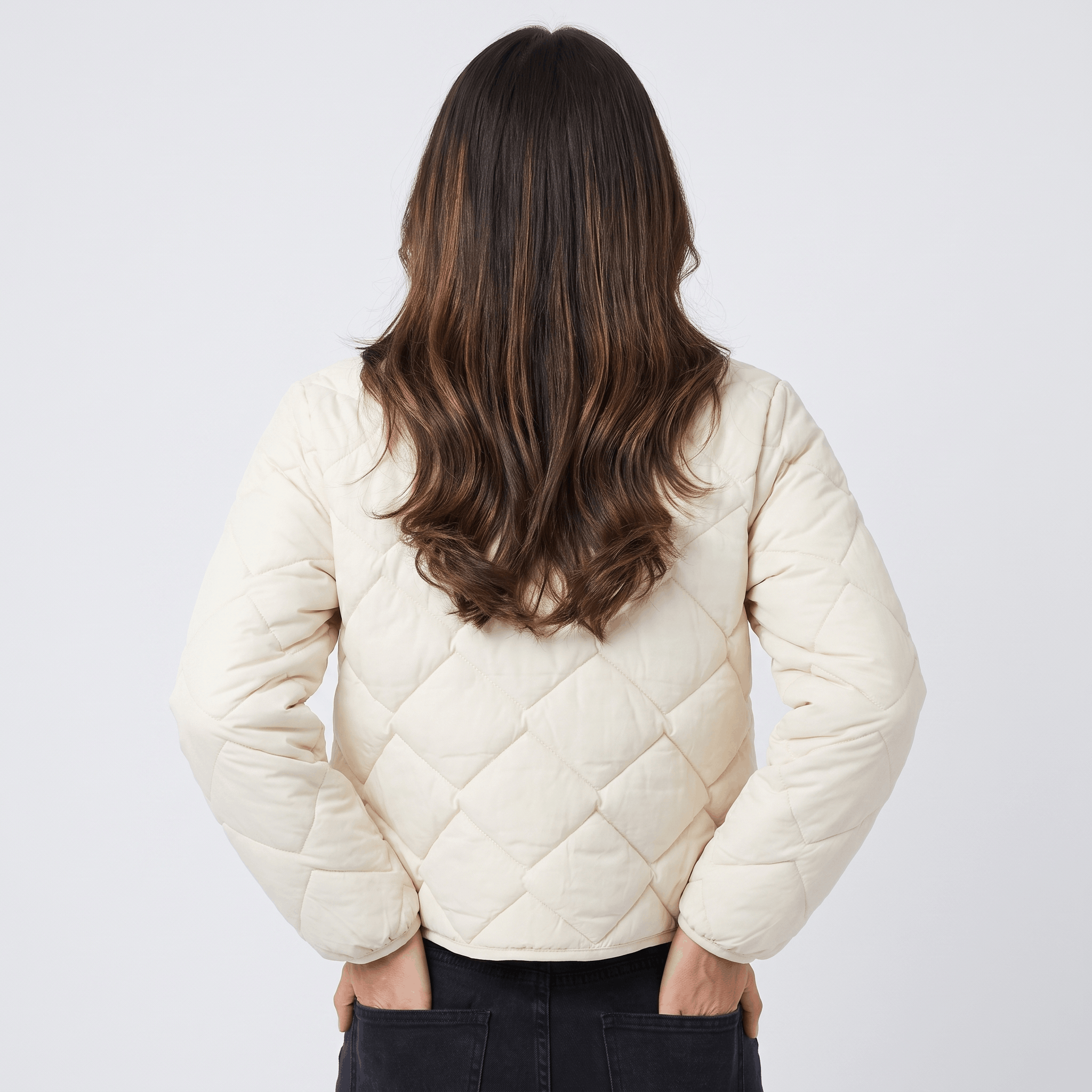 Emilia Diamond-Quilted Liner Jacket – Collarless Snap-Button Lightweight Outerwear