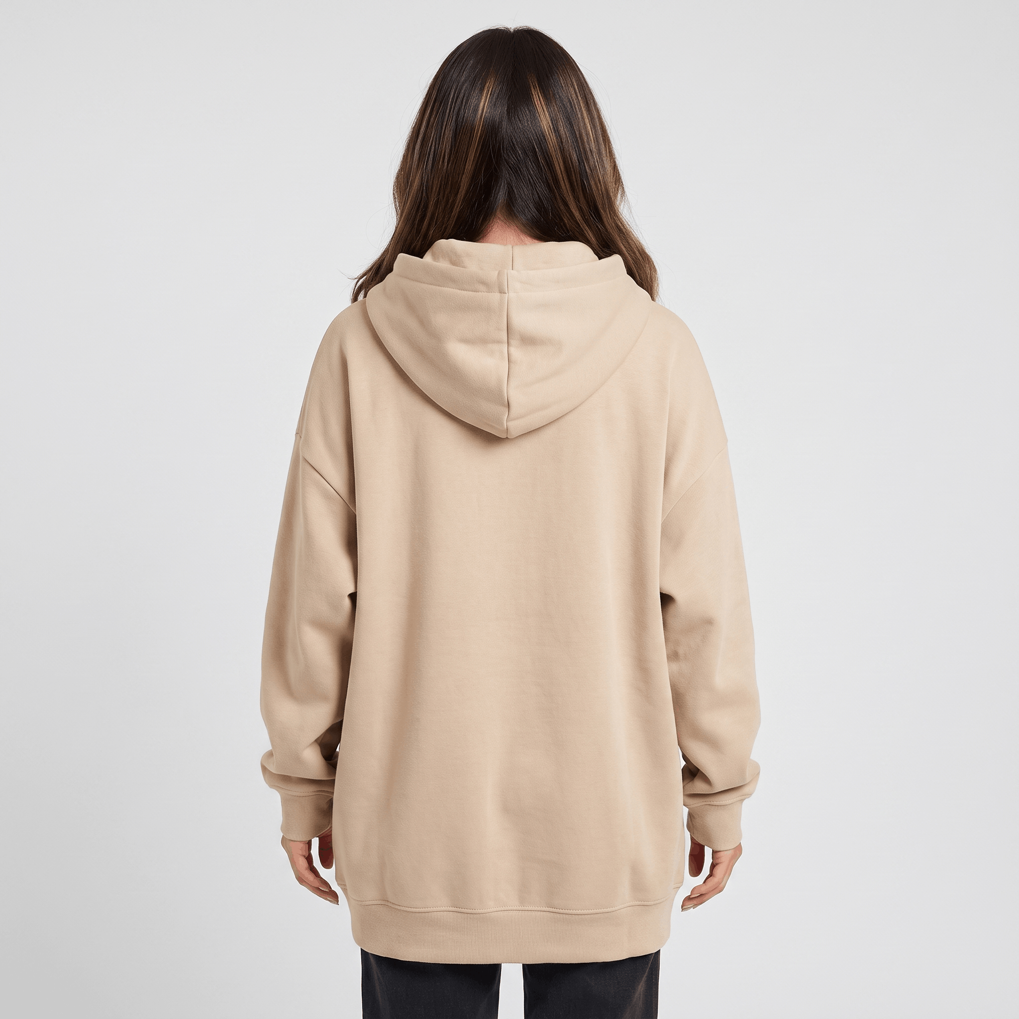 Hailey Fleece Zip-Up Hoodie – Longline Oversized Drawstring Sweatshirt