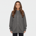 Hailey Fleece Zip-Up Hoodie – Longline Oversized Drawstring Sweatshirt