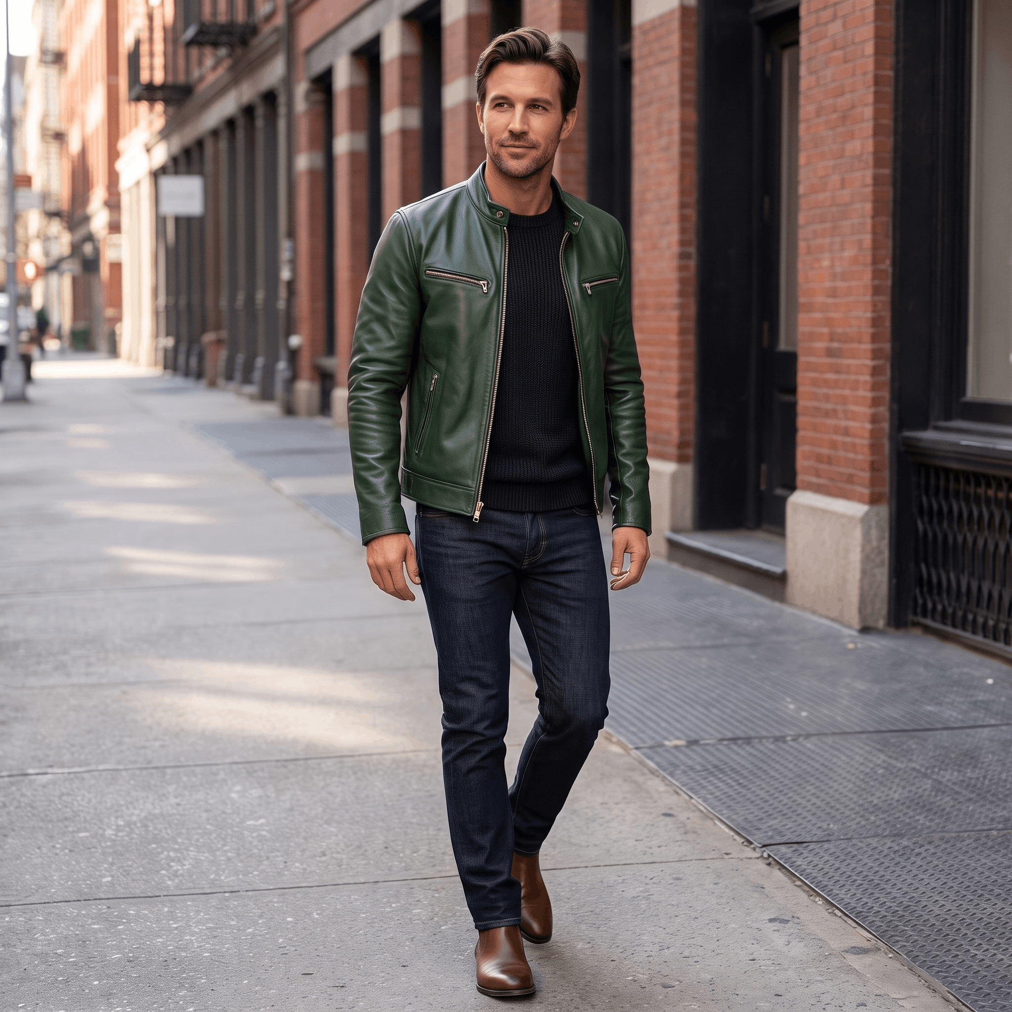 Hamilton Leather Jacket – Vintage Tailored Slim-Fit Zip-Up Outerwear