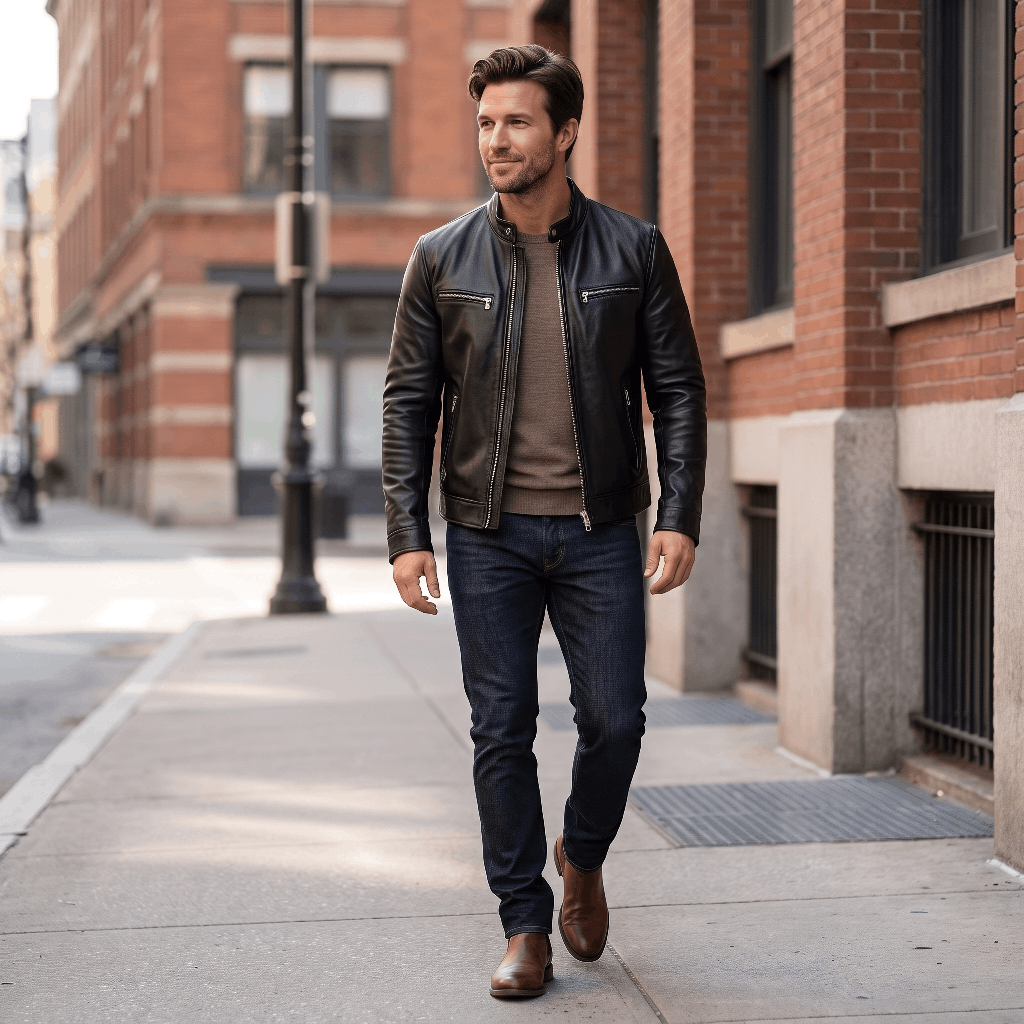 Hamilton Leather Jacket – Vintage Tailored Slim-Fit Zip-Up Outerwear