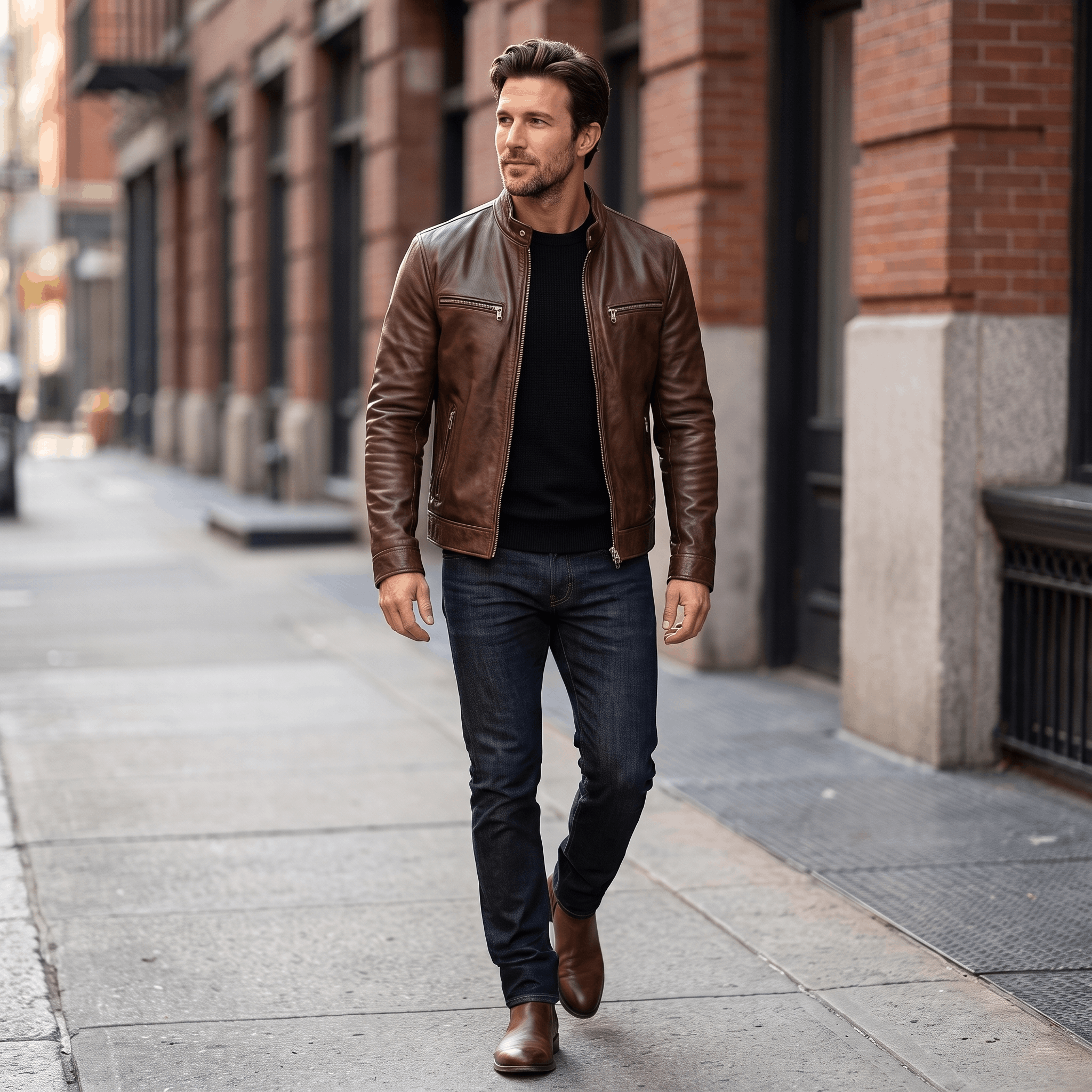 Hamilton Leather Jacket – Vintage Tailored Slim-Fit Zip-Up Outerwear