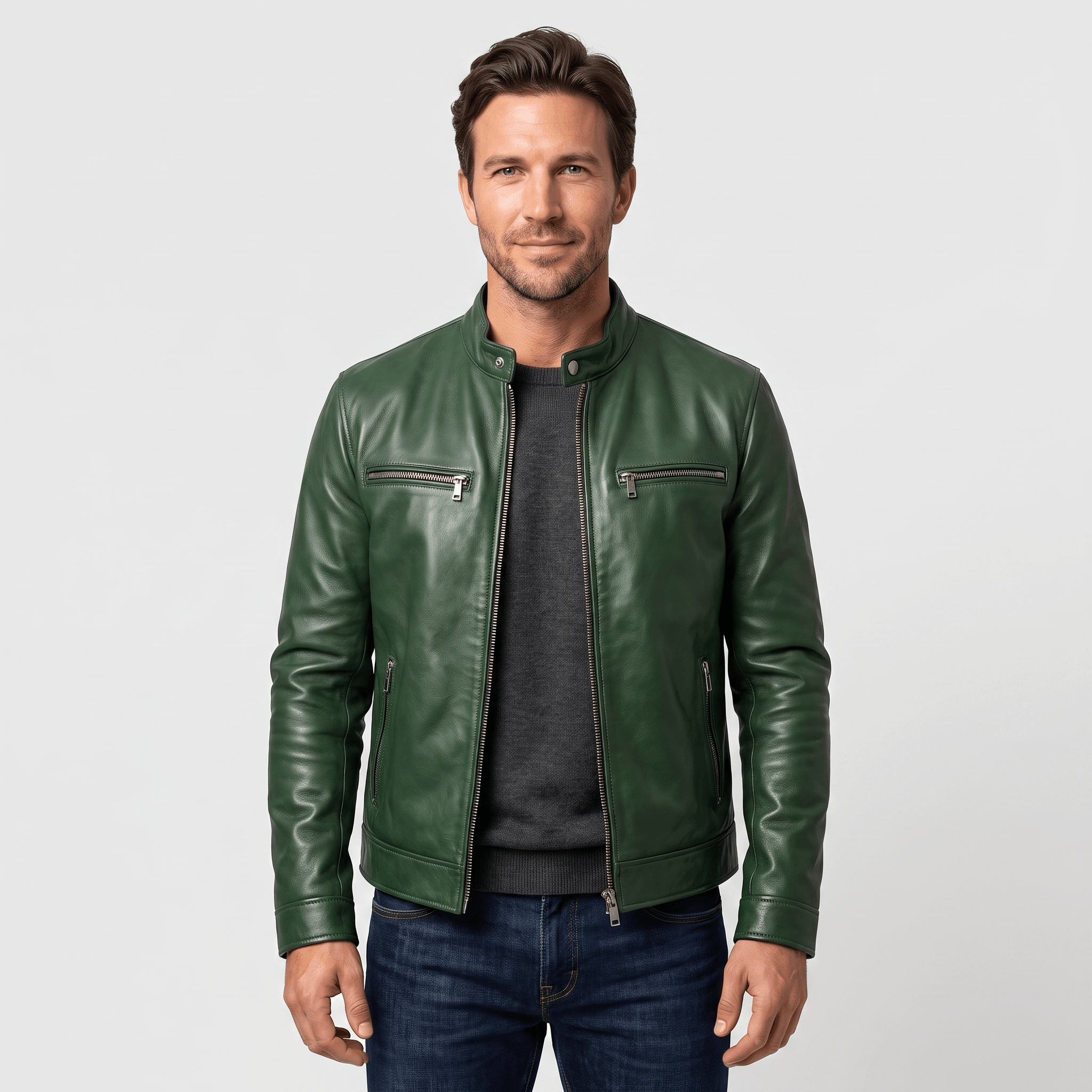Hamilton Leather Jacket – Vintage Tailored Slim-Fit Zip-Up Outerwear