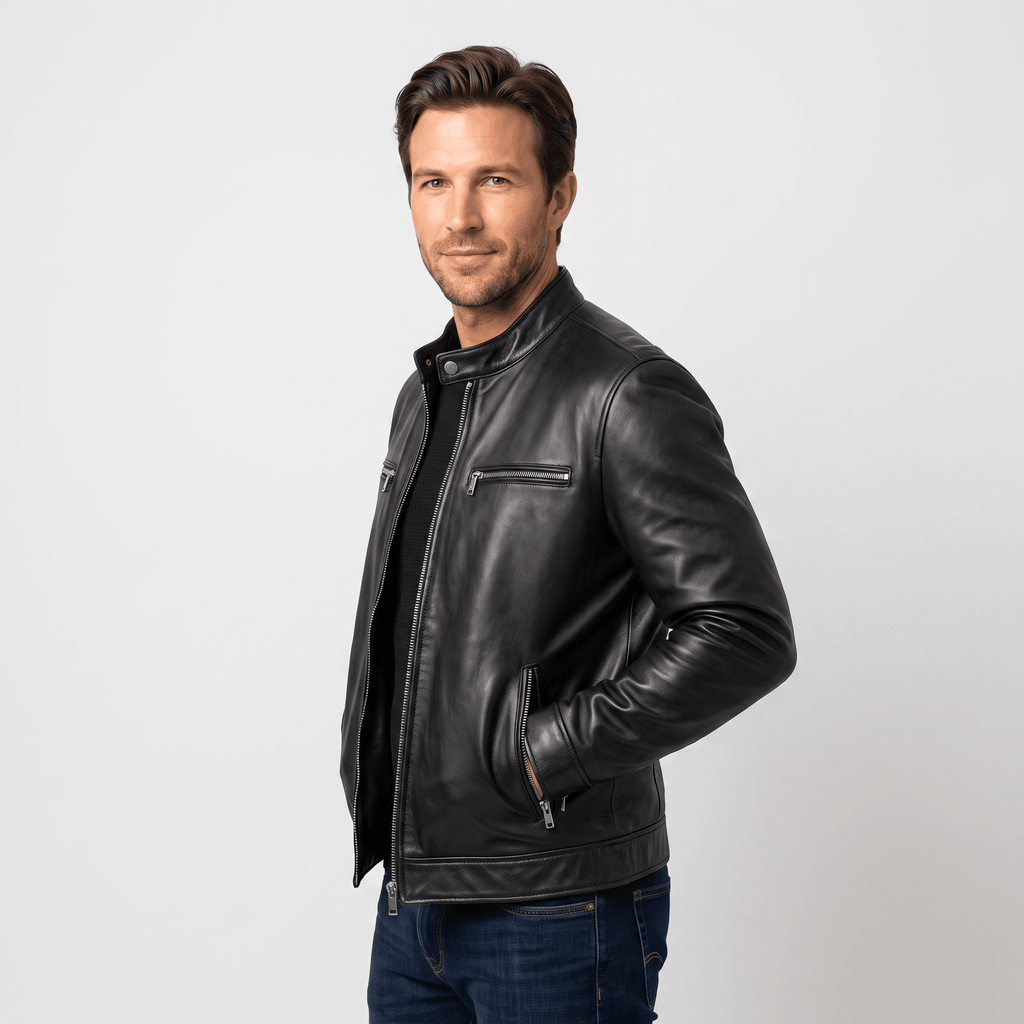 Hamilton Leather Jacket – Vintage Tailored Slim-Fit Zip-Up Outerwear