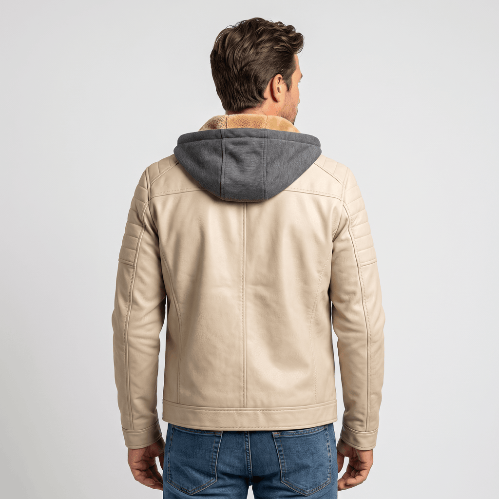 Maximo Leather Jacket – Removable Hood Fleece-Lined Zip-Up Outerwear
