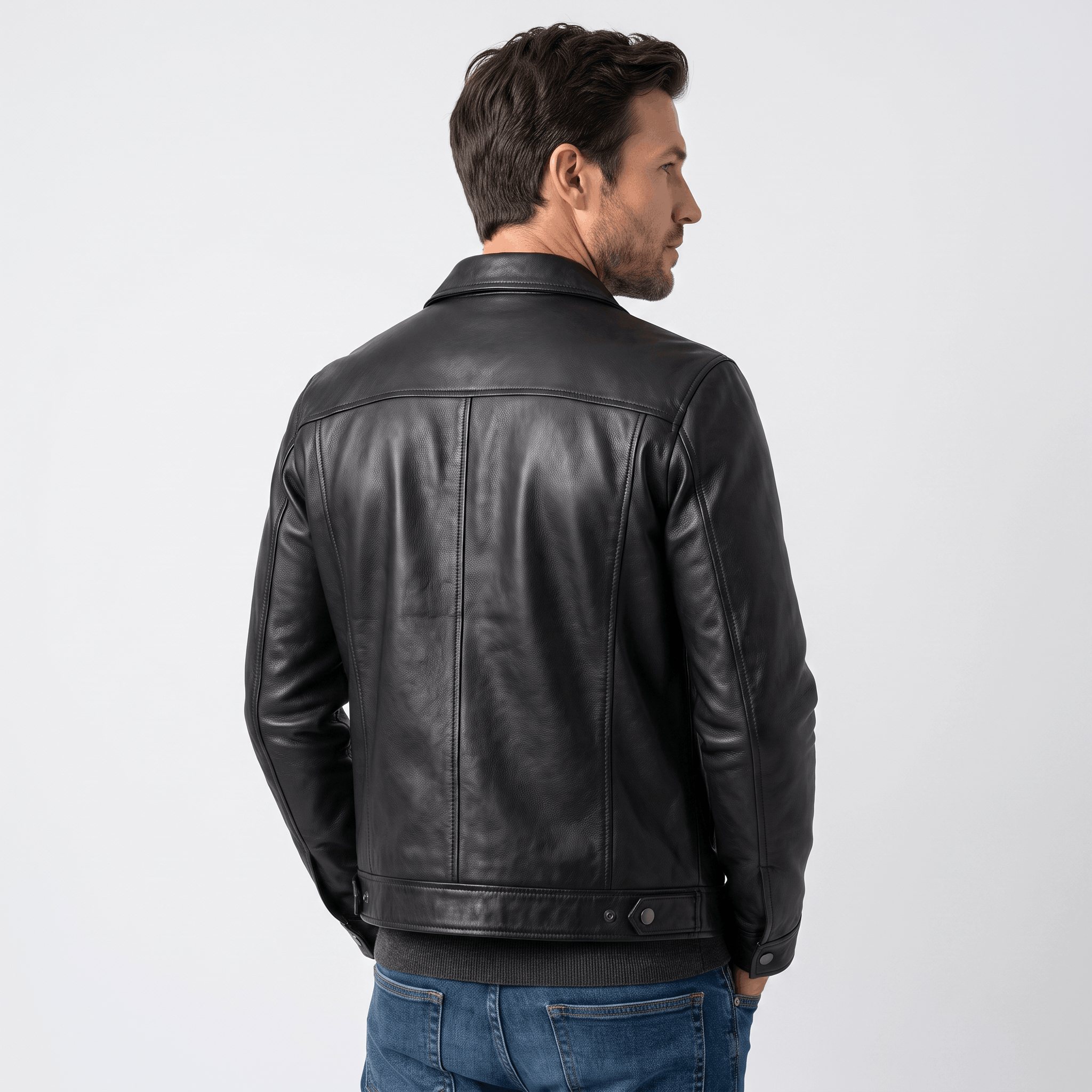 Easton Leather Rider Jacket – Button-Up Collared Classic Outerwear