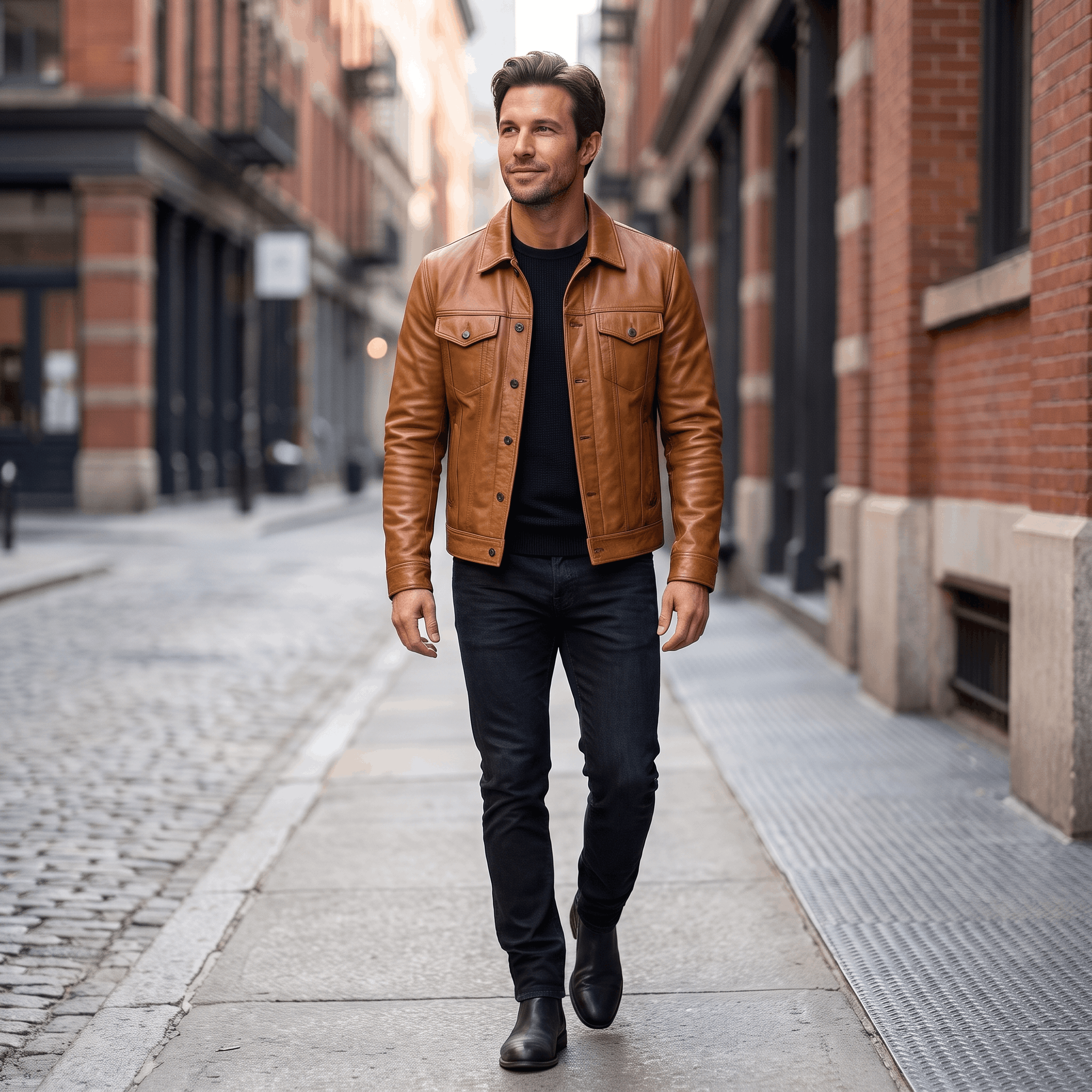 Easton Leather Rider Jacket – Button-Up Collared Classic Outerwear