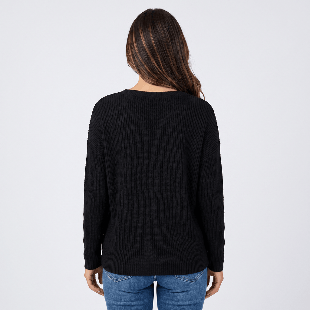 Clarisse Cotton Blend Henley Top – Boho Button-Up Long-Sleeve V-Neck Shirt