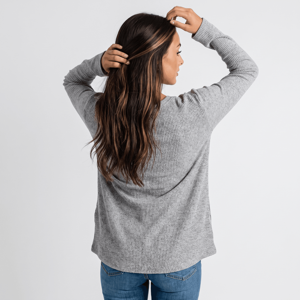 Clarisse Cotton Blend Henley Top – Boho Button-Up Long-Sleeve V-Neck Shirt