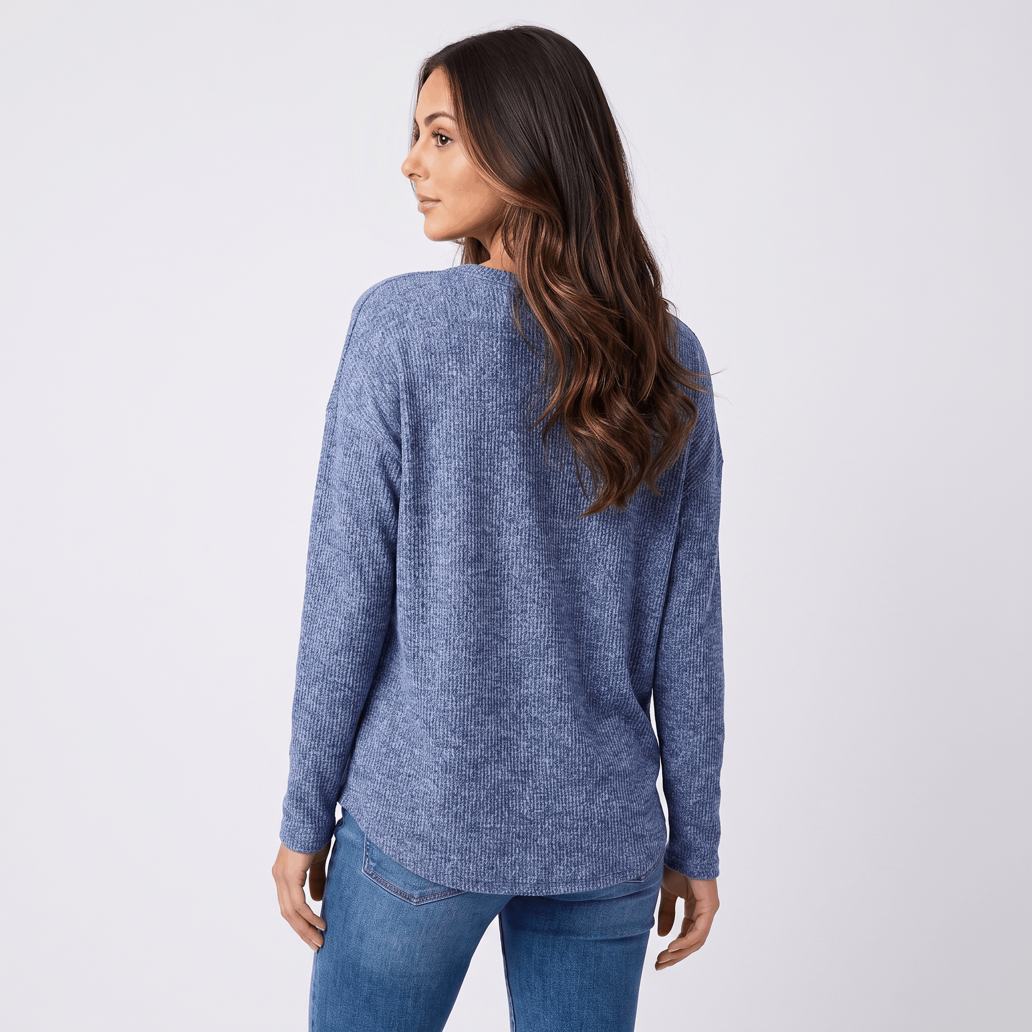 Clarisse Cotton Blend Henley Top – Boho Button-Up Long-Sleeve V-Neck Shirt
