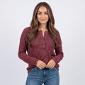 Clarisse Cotton Blend Henley Top – Boho Button-Up Long-Sleeve V-Neck Shirt