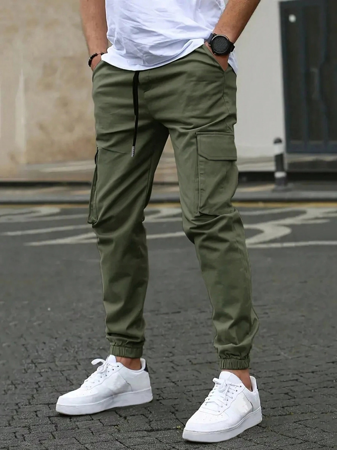 Carter Men's Tapered Cargo Pants with Drawstring Waist & Utility Pockets