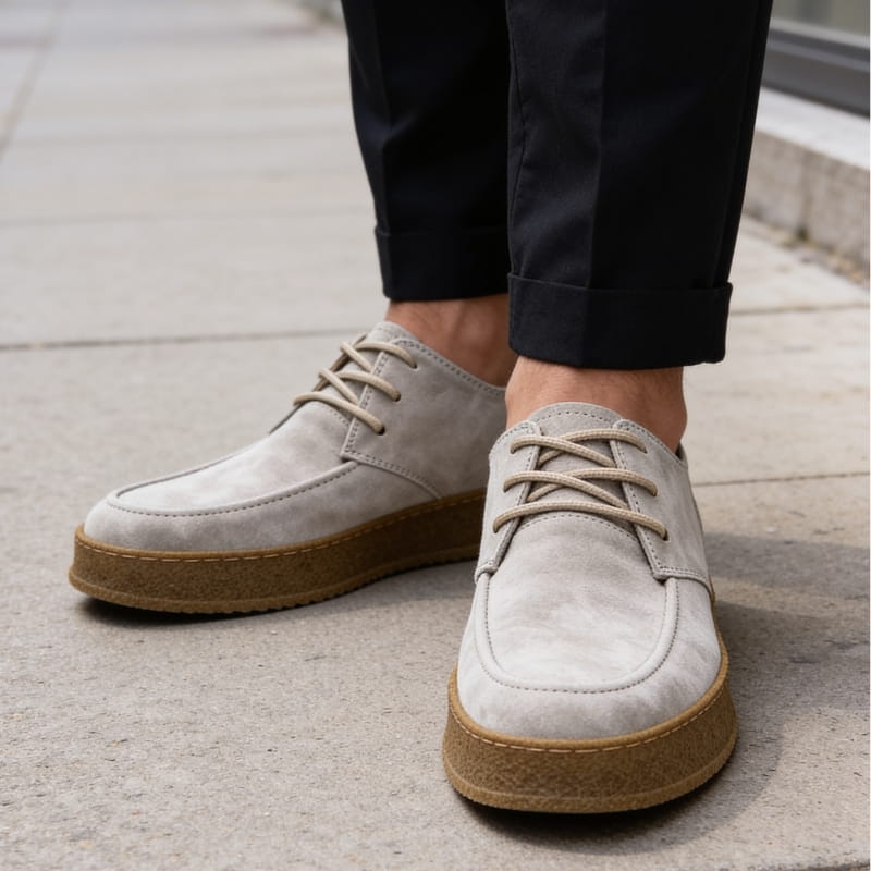 Alessio Italian Suede Casual Shoes – Cushioned Slip-Resistant Lace-Up Shoes