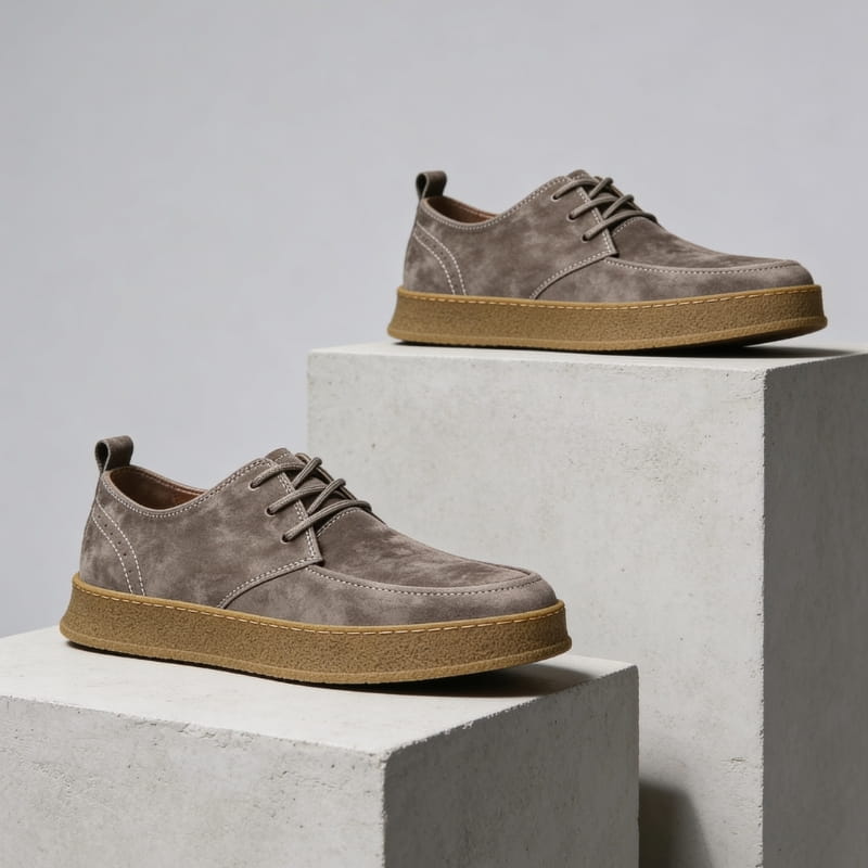 Alessio Italian Suede Casual Shoes – Cushioned Slip-Resistant Lace-Up Shoes