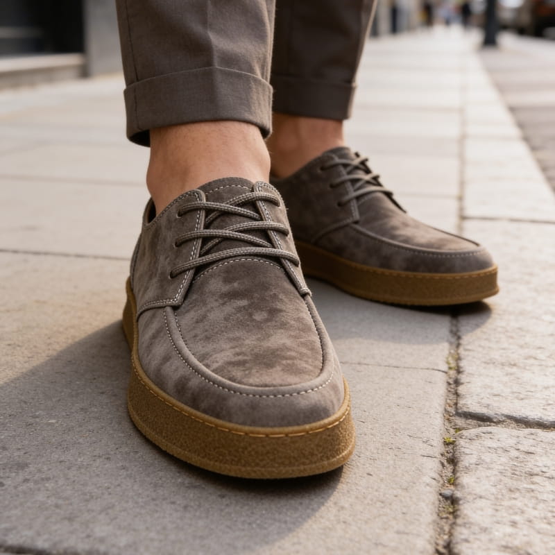 Alessio Italian Suede Casual Shoes – Cushioned Slip-Resistant Lace-Up Shoes