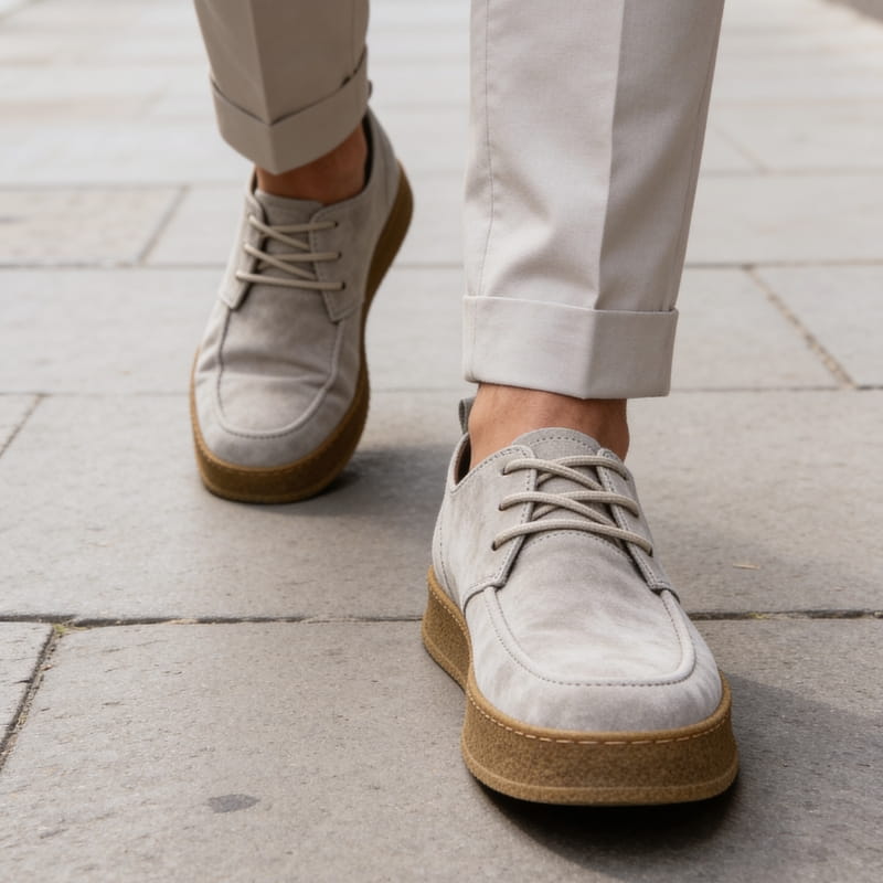 Alessio Italian Suede Casual Shoes – Cushioned Slip-Resistant Lace-Up Shoes