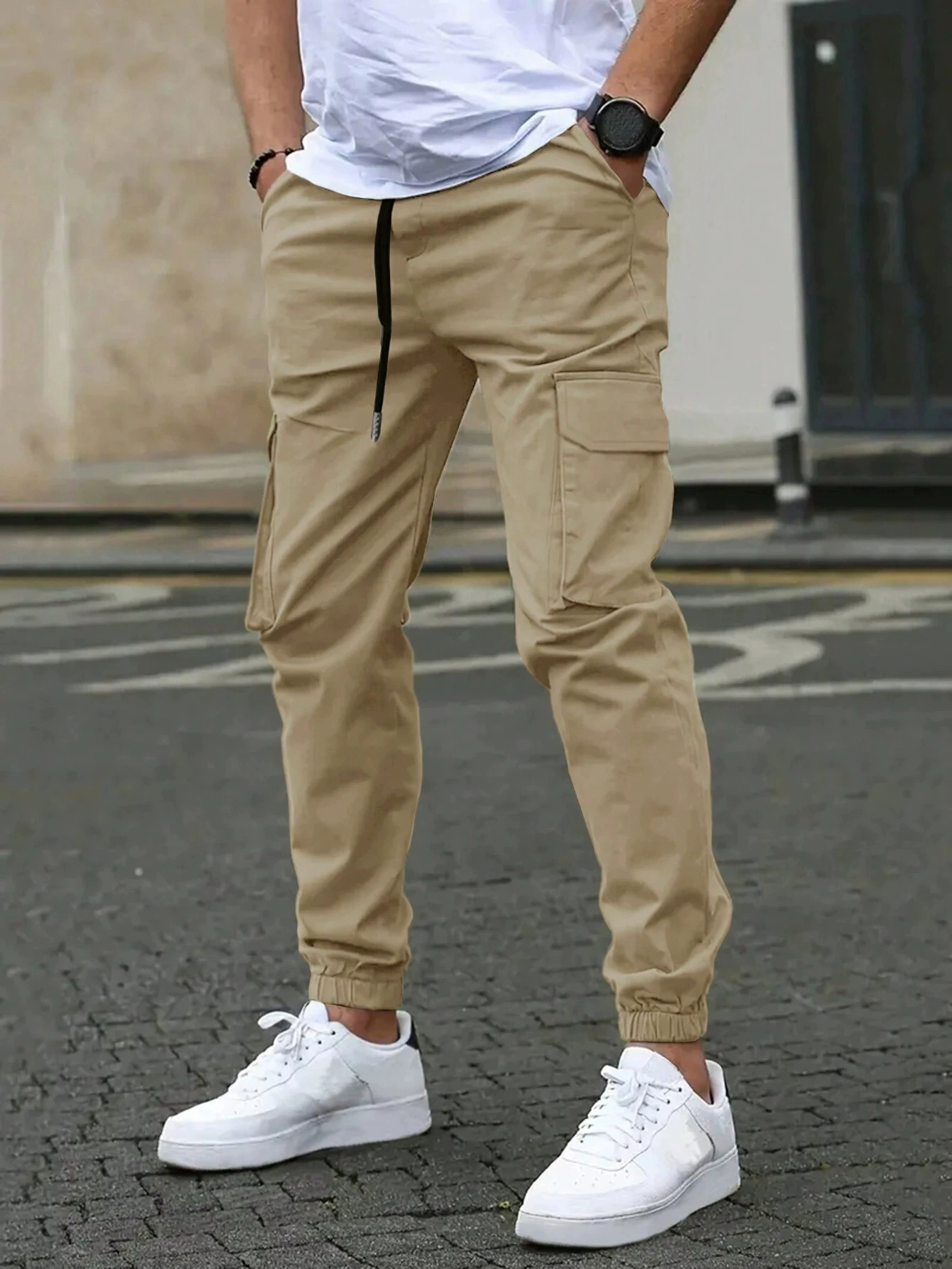 Carter Men's Tapered Cargo Pants with Drawstring Waist & Utility Pockets