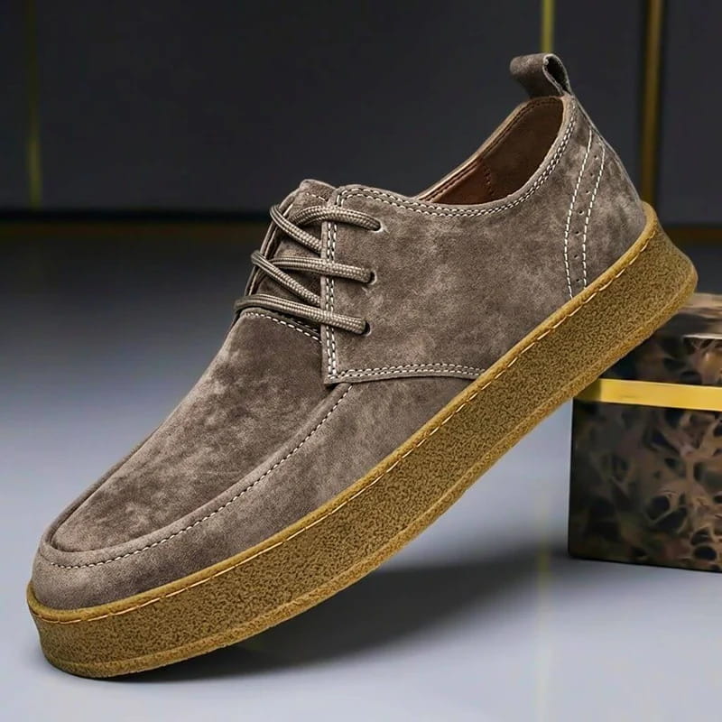 Alessio Italian Suede Casual Shoes – Cushioned Slip-Resistant Lace-Up Shoes