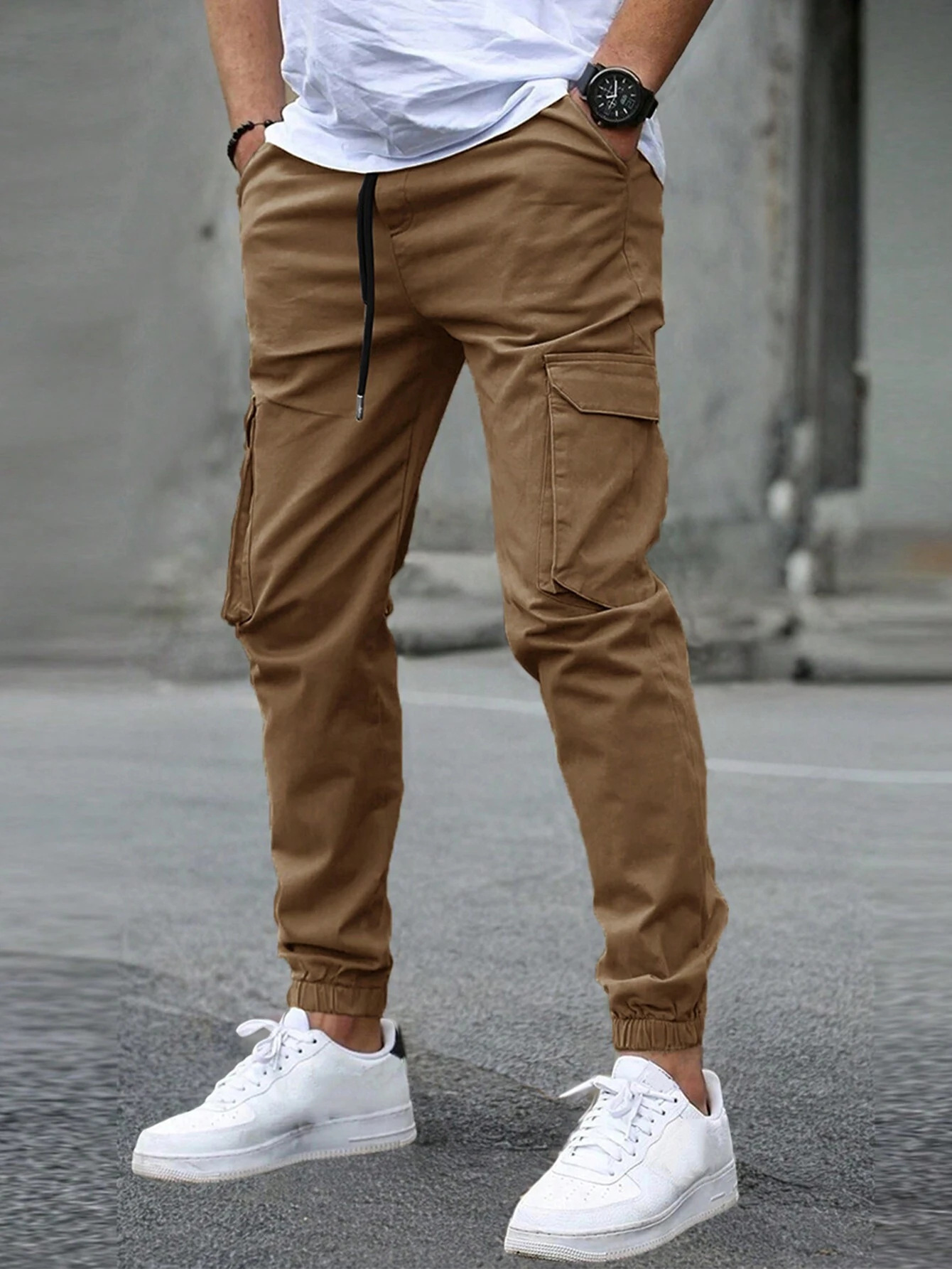 Carter Men's Tapered Cargo Pants with Drawstring Waist & Utility Pockets