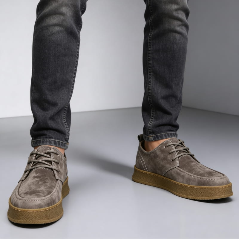 Alessio Italian Suede Casual Shoes – Cushioned Slip-Resistant Lace-Up Shoes