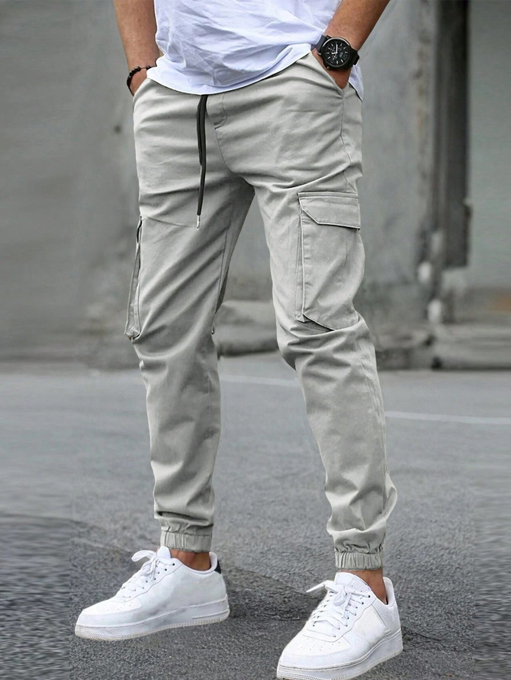 Carter Men's Tapered Cargo Pants with Drawstring Waist & Utility Pockets
