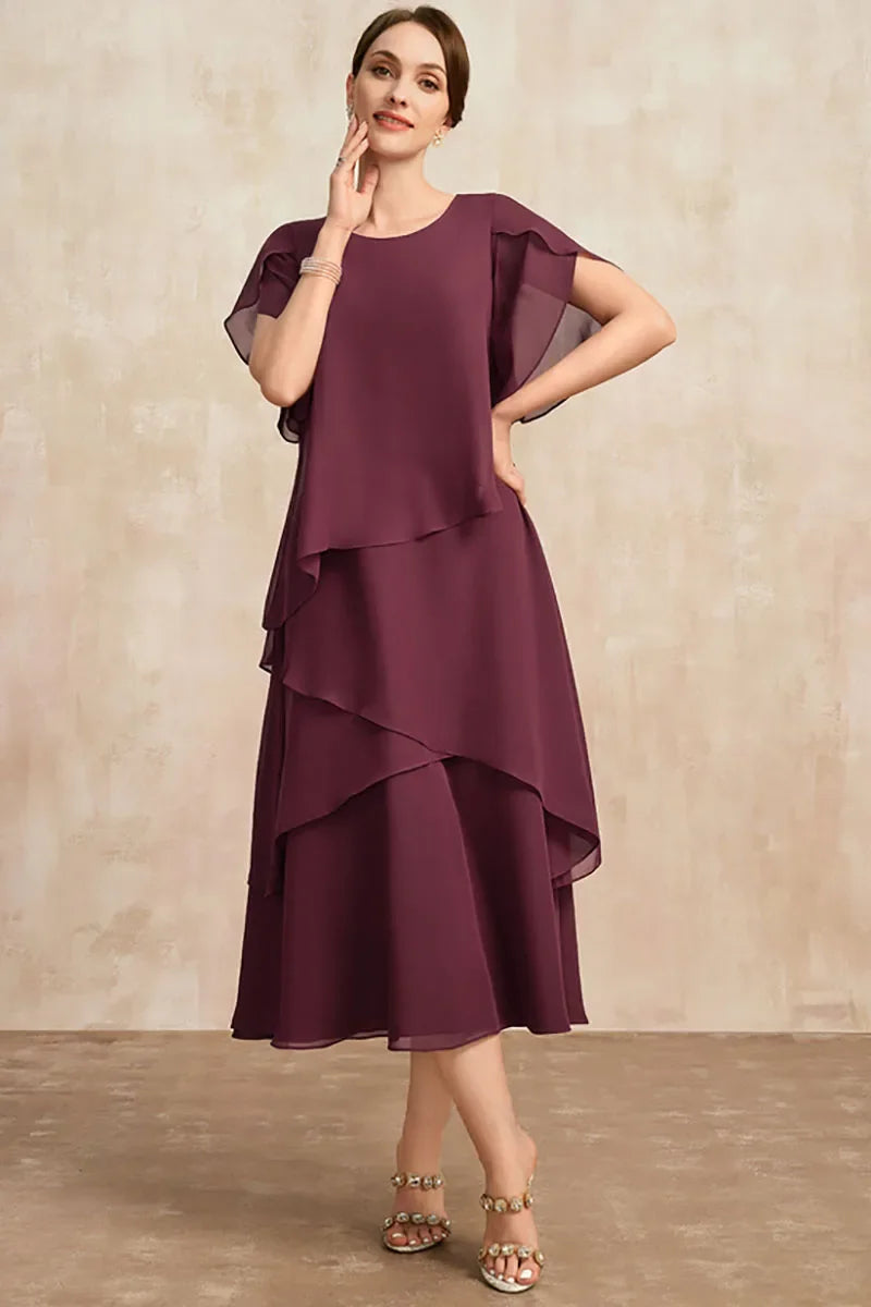 Celina Asymmetrical Chiffon Midi Dress – Graceful Sophistication for Any Special Event