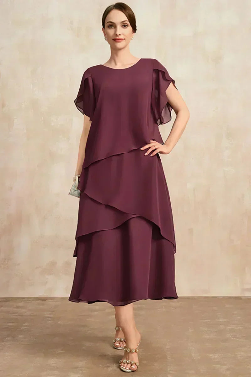 Celina Asymmetrical Chiffon Midi Dress – Graceful Sophistication for Any Special Event