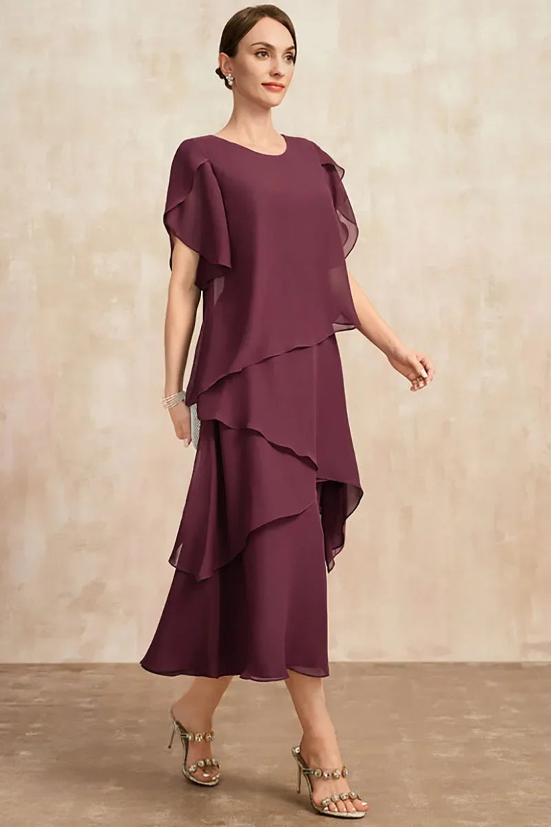 Celina Asymmetrical Chiffon Midi Dress – Graceful Sophistication for Any Special Event