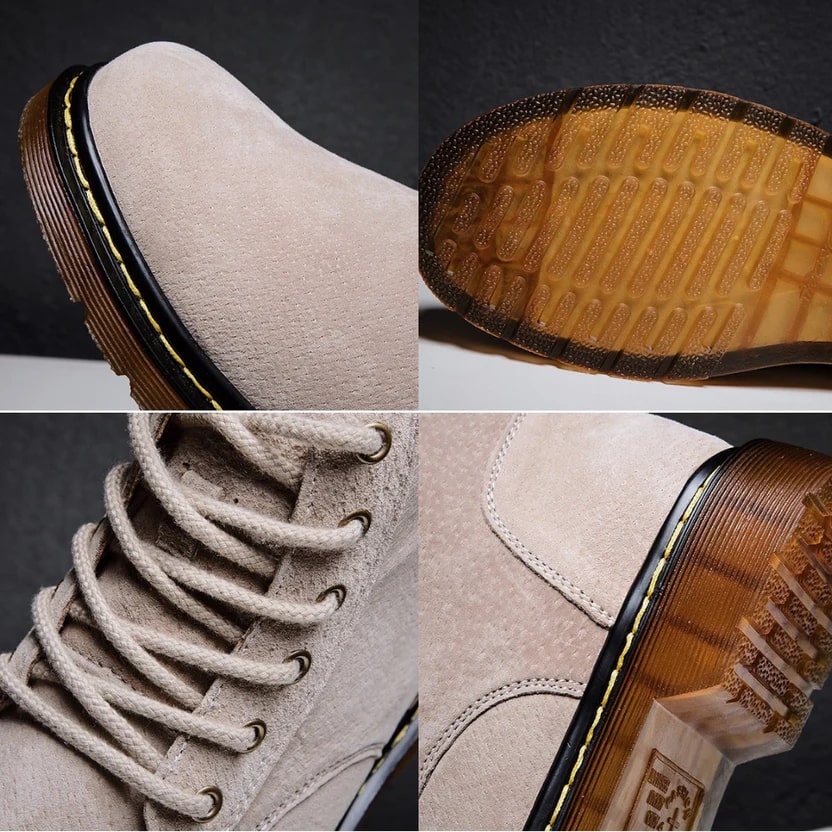 Bennetton Men's Lace-Up Suede Boots with Cushioned Insole & Durable Outsole
