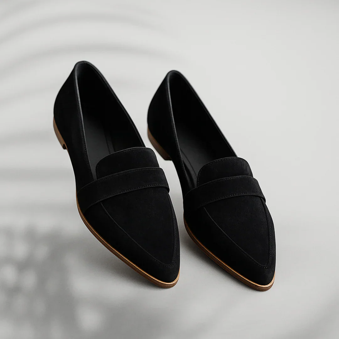 Isabella Suede Pointed Toe Loafers – Low Profile Elegant Flat Dress Shoes