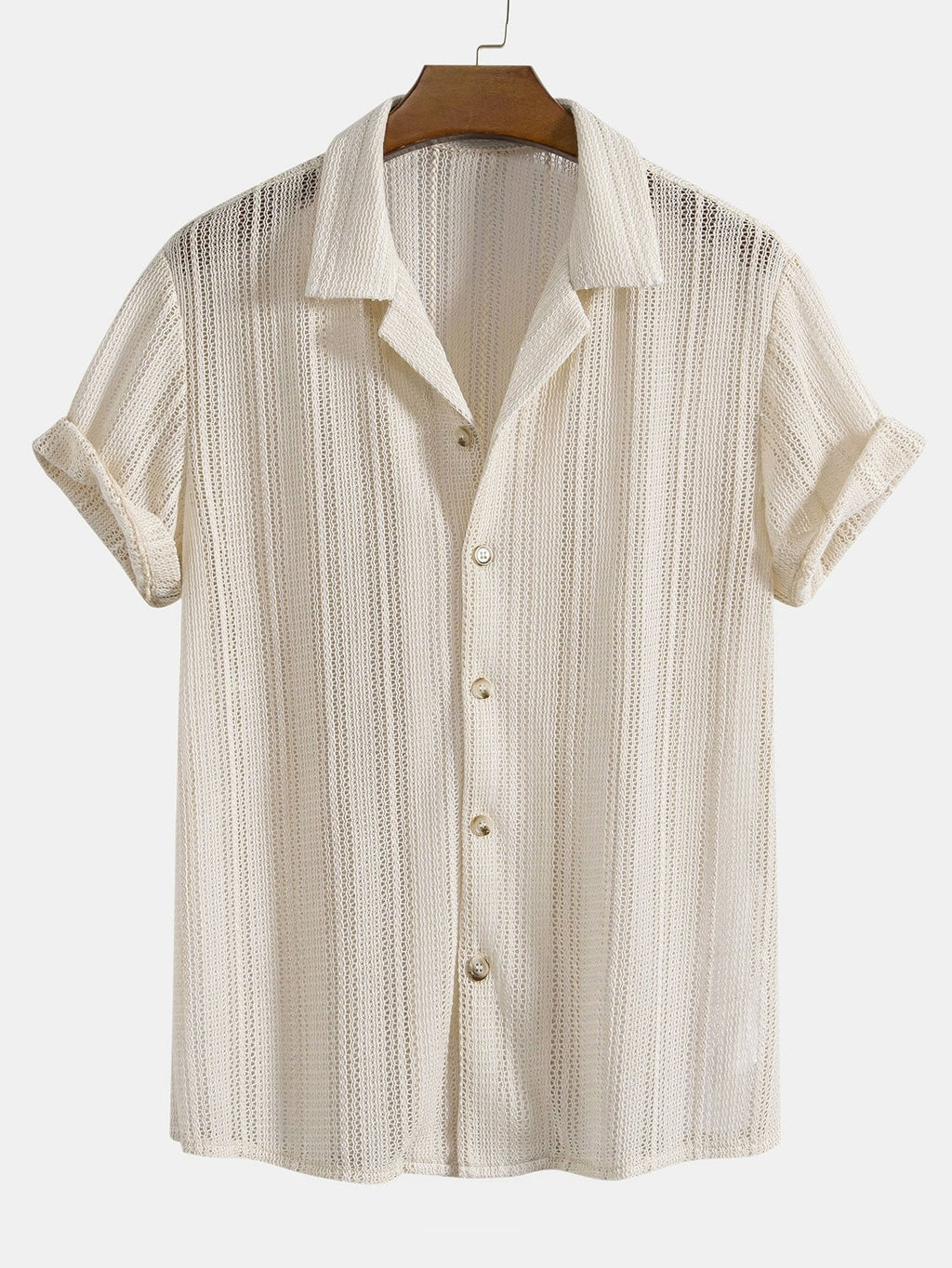 Caleb Men's Casual Summer Shirt Set – Textured Cotton Blend for Relaxed Style