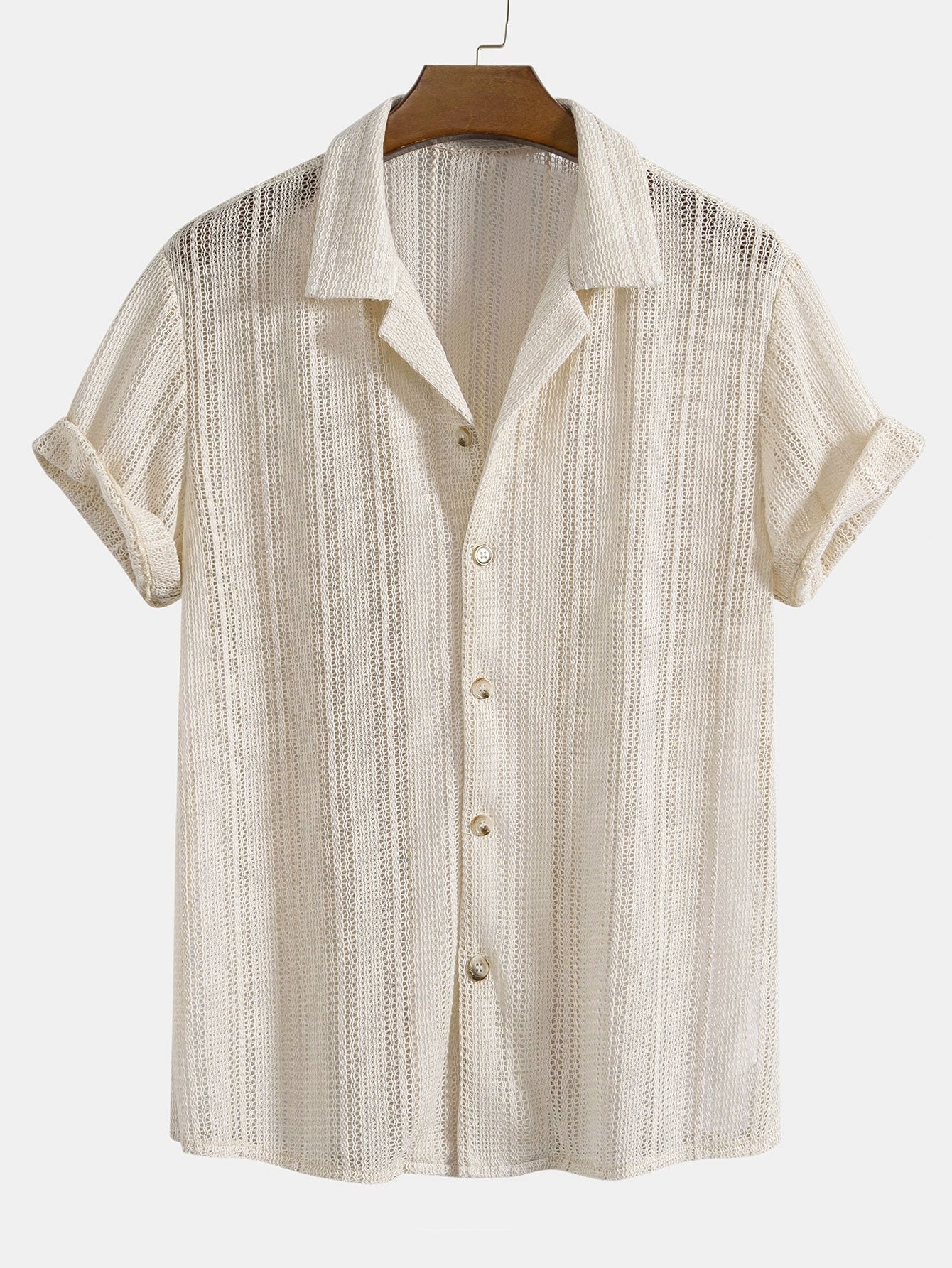 Caleb Men's Casual Summer Shirt Set – Textured Cotton Blend for Relaxed Style