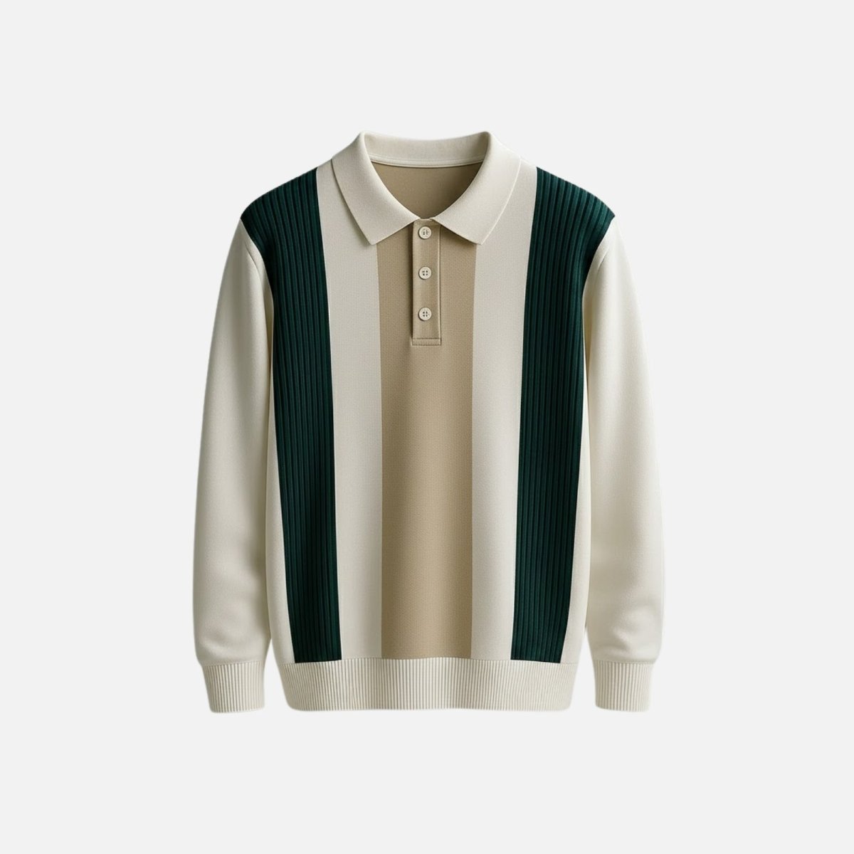 Julian Knit Polo Sweater – Ribbed Color Block Long Sleeve Top