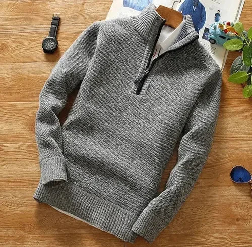 Dante Men's Textured Knit Half-Zip Pullover Sweater – Smart Casual Comfort