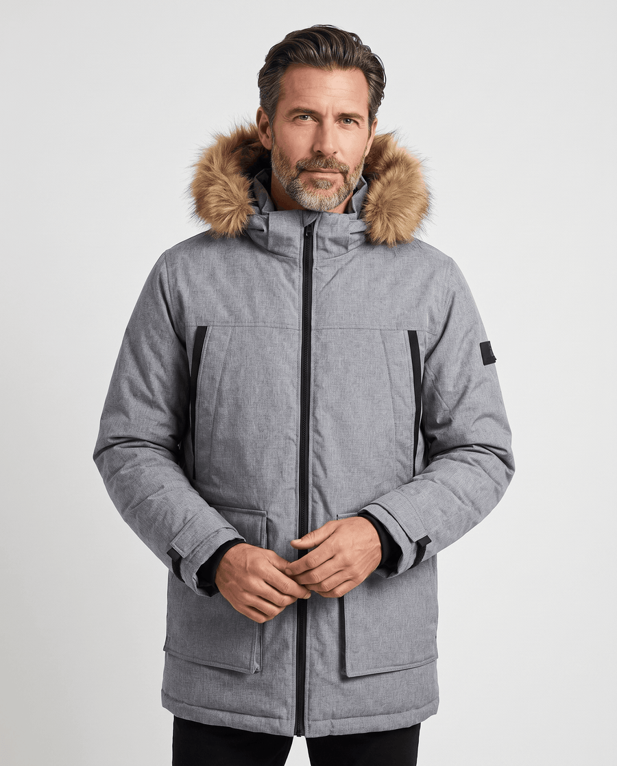 Long Hooded Parka – Full-Zip, Nylon Fabric & Flap Pockets | Gideon