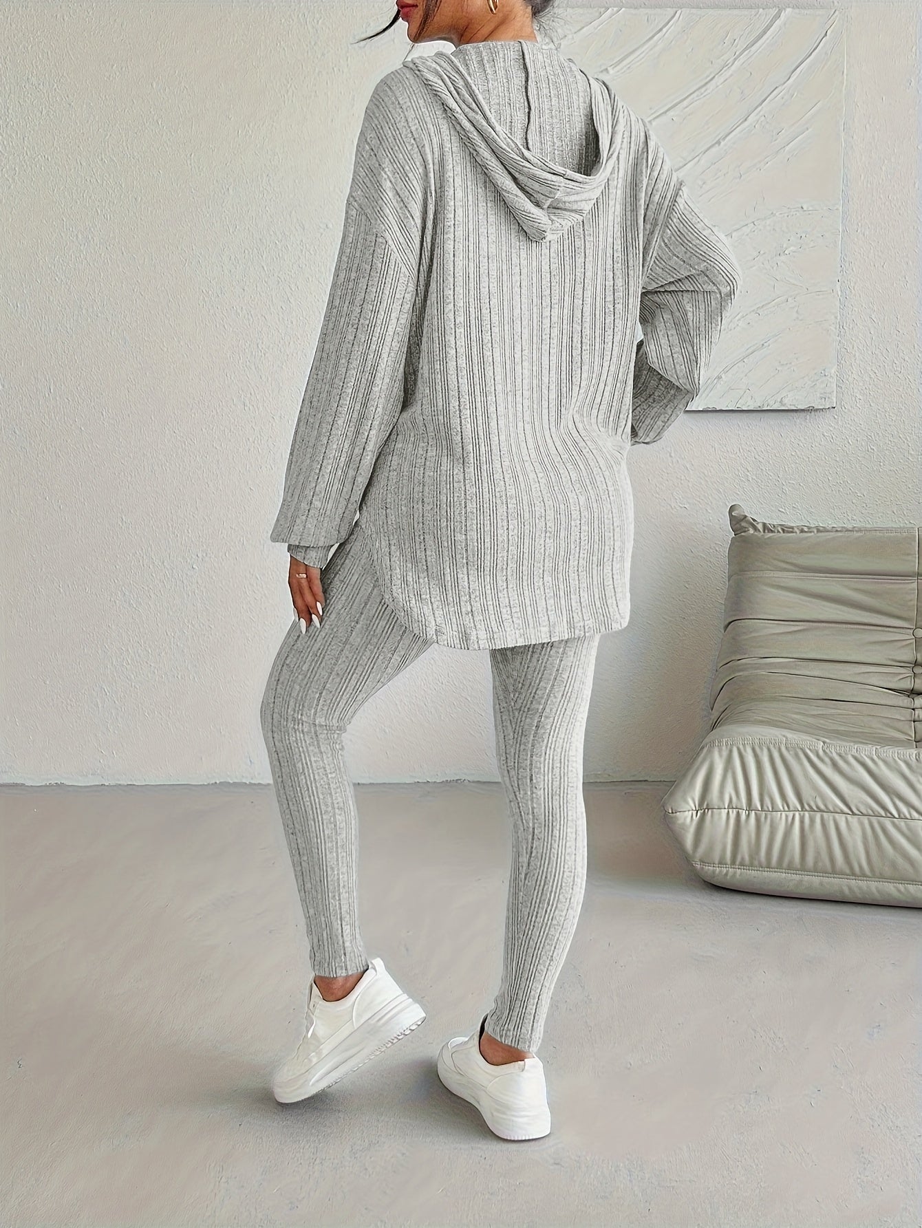 Camelia Women's Ribbed Knit Lounge Set – Soft Stretch Two-Piece Outfit