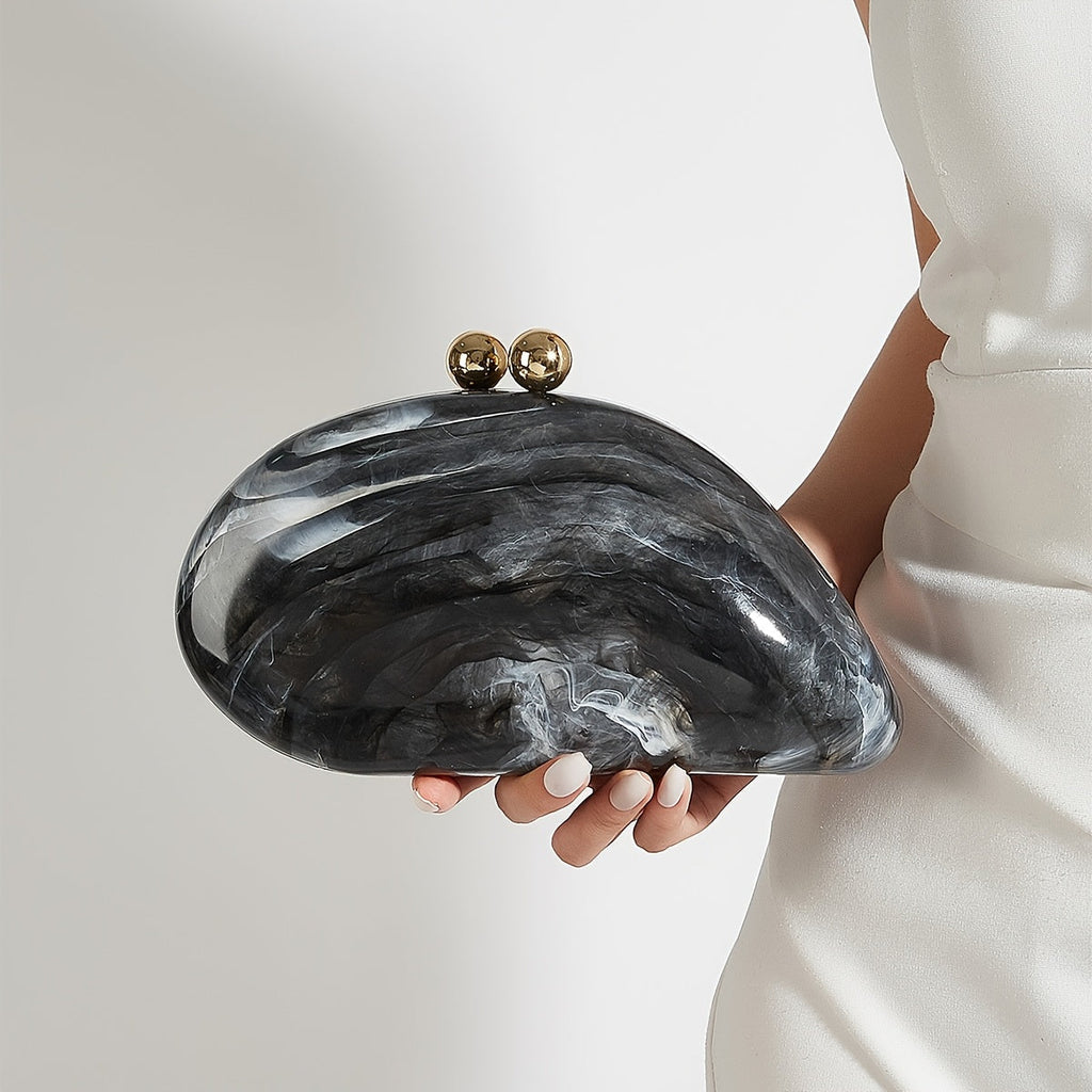 Aria Women's Acrylic Clutch – Marble Finish Evening Bag
