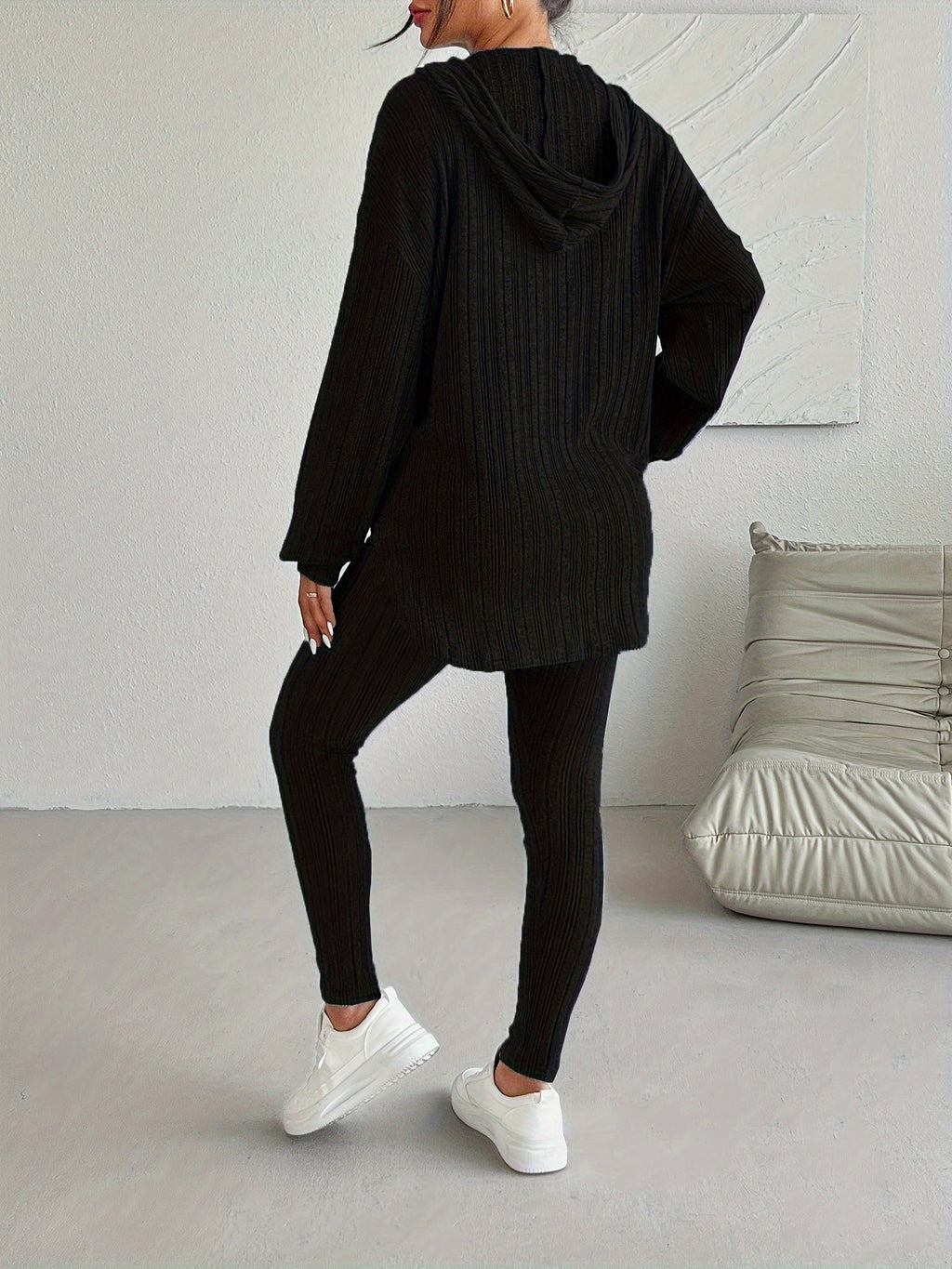 Camelia Women's Ribbed Knit Lounge Set – Soft Stretch Two-Piece Outfit