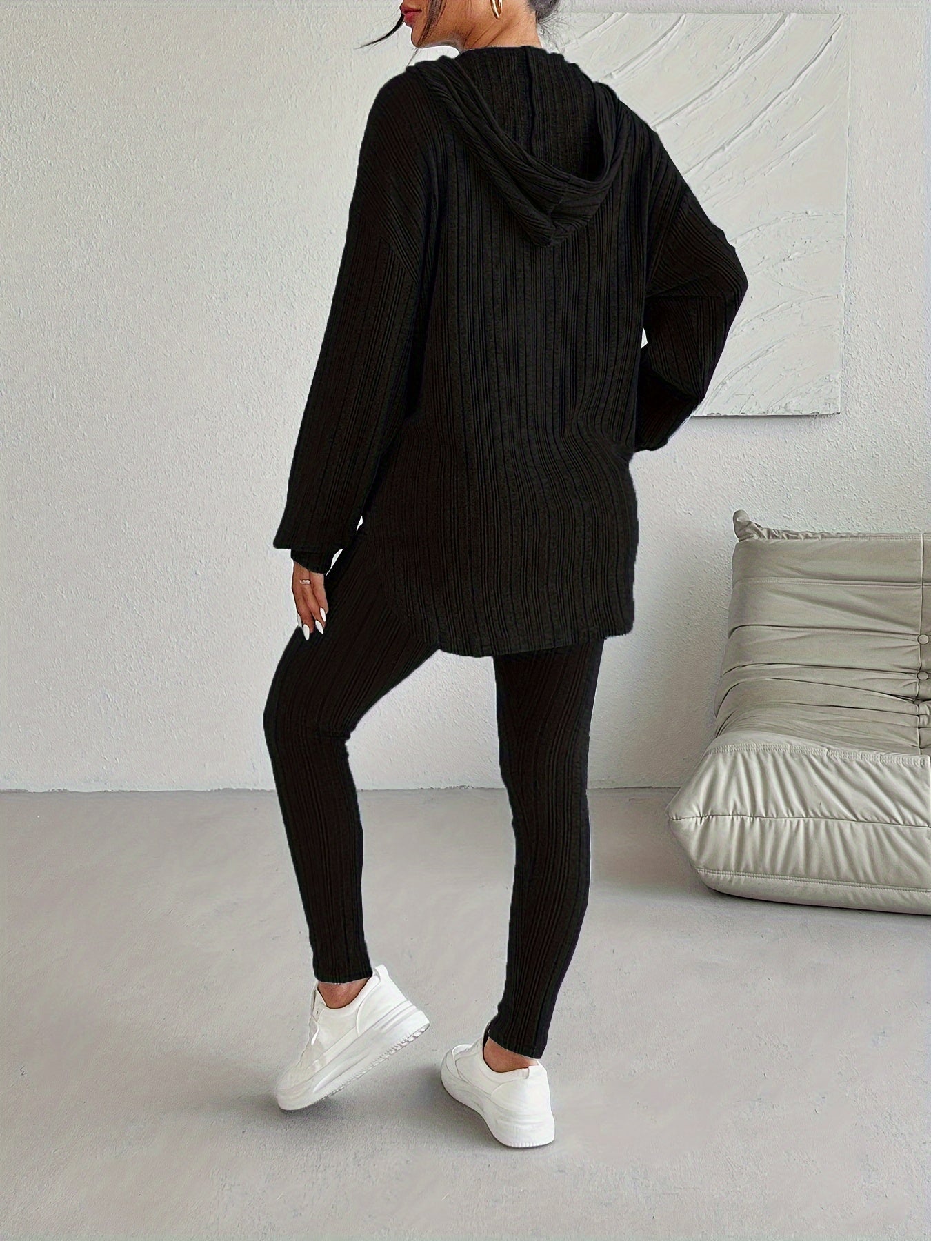 Camelia Women's Ribbed Knit Lounge Set – Soft Stretch Two-Piece Outfit