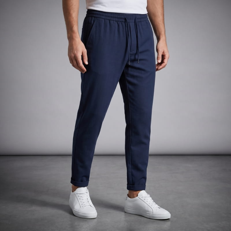 Elias Cotton Stretch Tapered Drawstring Pants – Casual Slim Fit Everyday Trousers