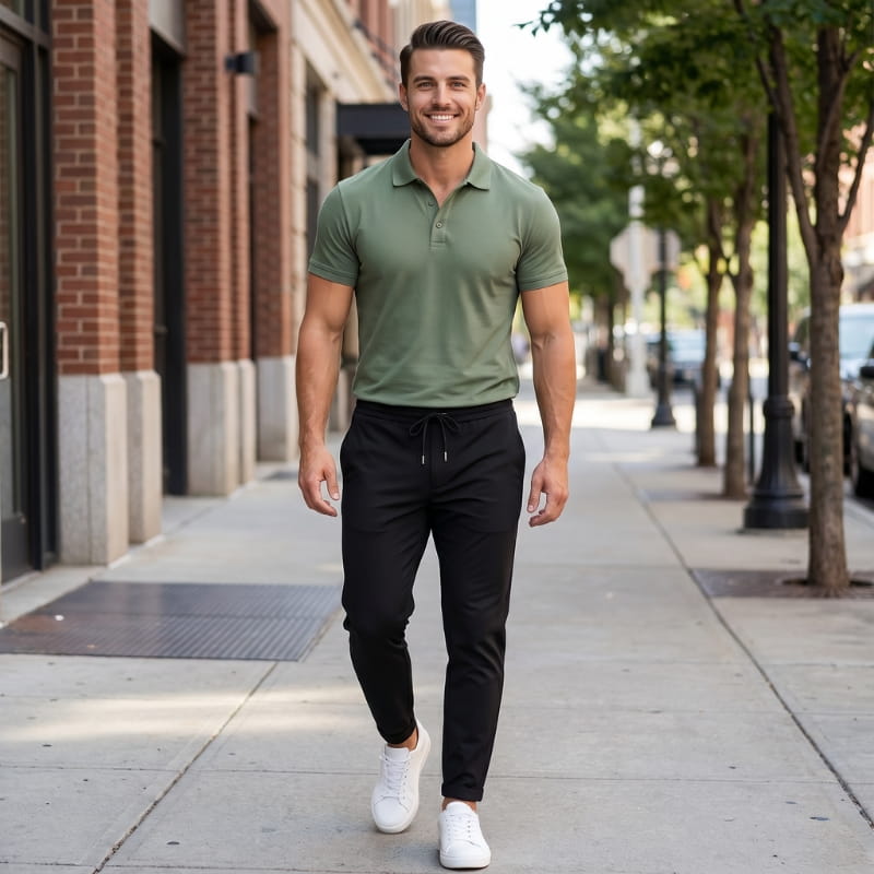 Elias Cotton Stretch Tapered Drawstring Pants – Casual Slim Fit Everyday Trousers